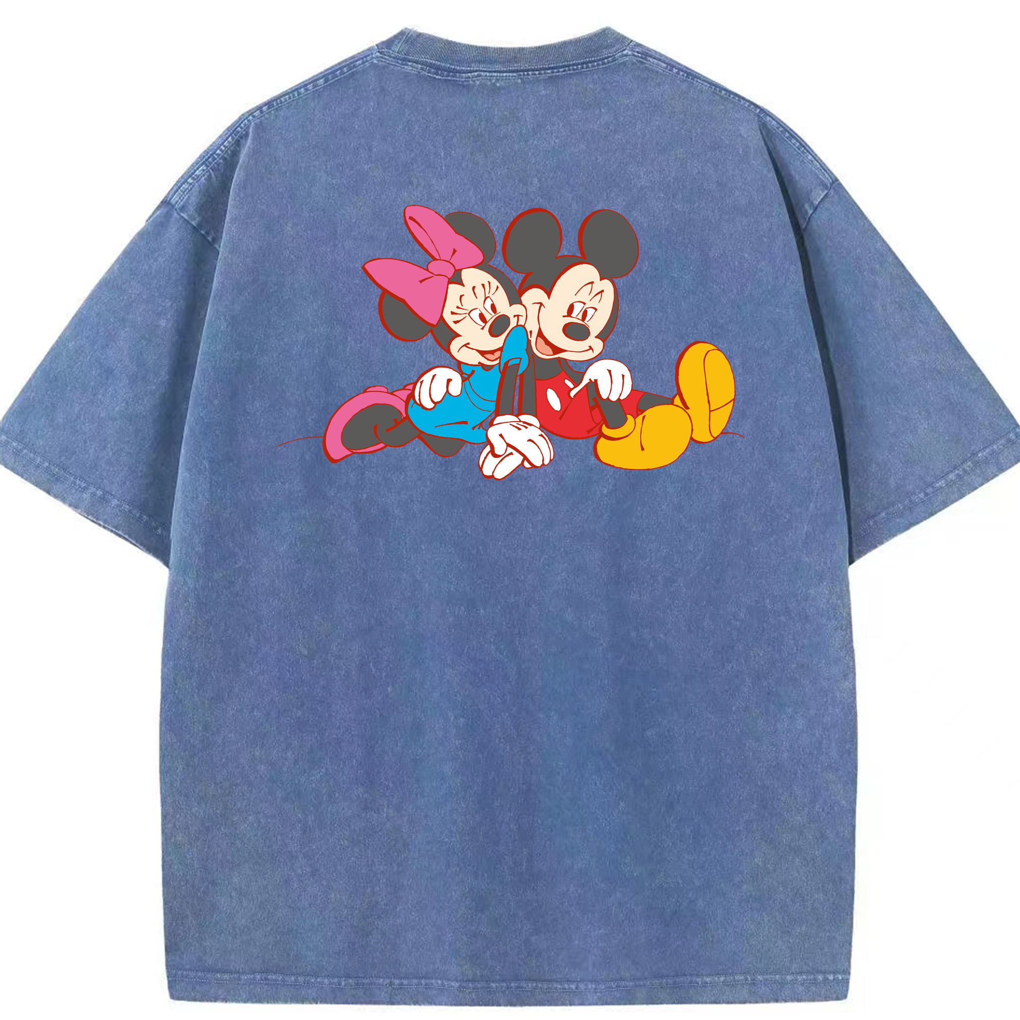 （画像用） ミッキーマウス Mickey Mouse 綿100% ヴィンテージ風 半袖Tシャツ（背面プリント）