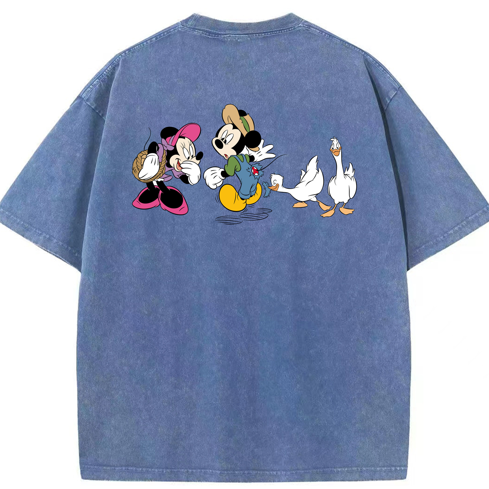 （画像用） ミッキーマウス Mickey Mouse 綿100% ヴィンテージ風 半袖Tシャツ（背面プリント）