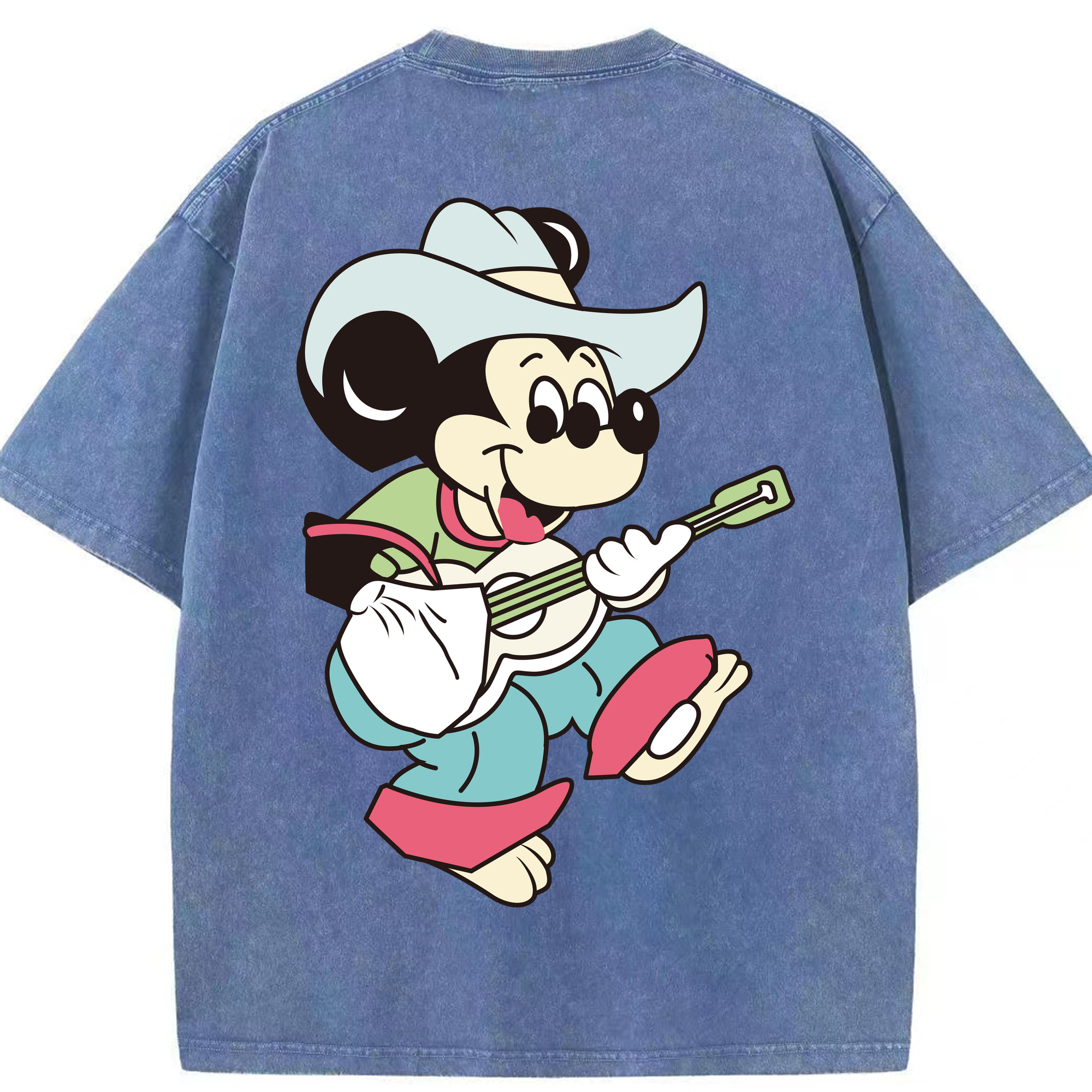 （画像用） ミッキーマウス Mickey Mouse 綿100% ヴィンテージ風 半袖Tシャツ（背面プリント）