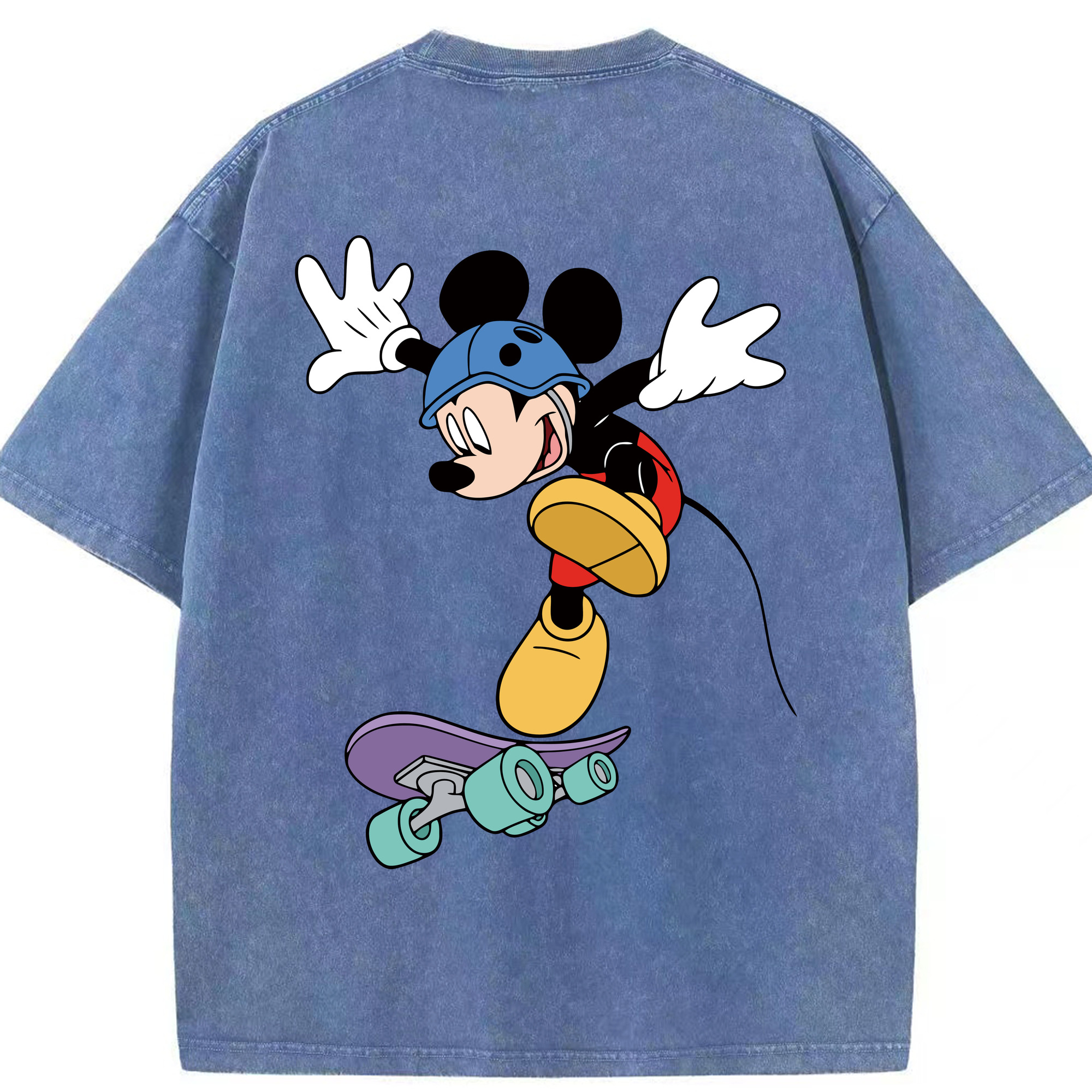 （画像用） ミッキーマウス Mickey Mouse 綿100% ヴィンテージ風 半袖Tシャツ（背面プリント）