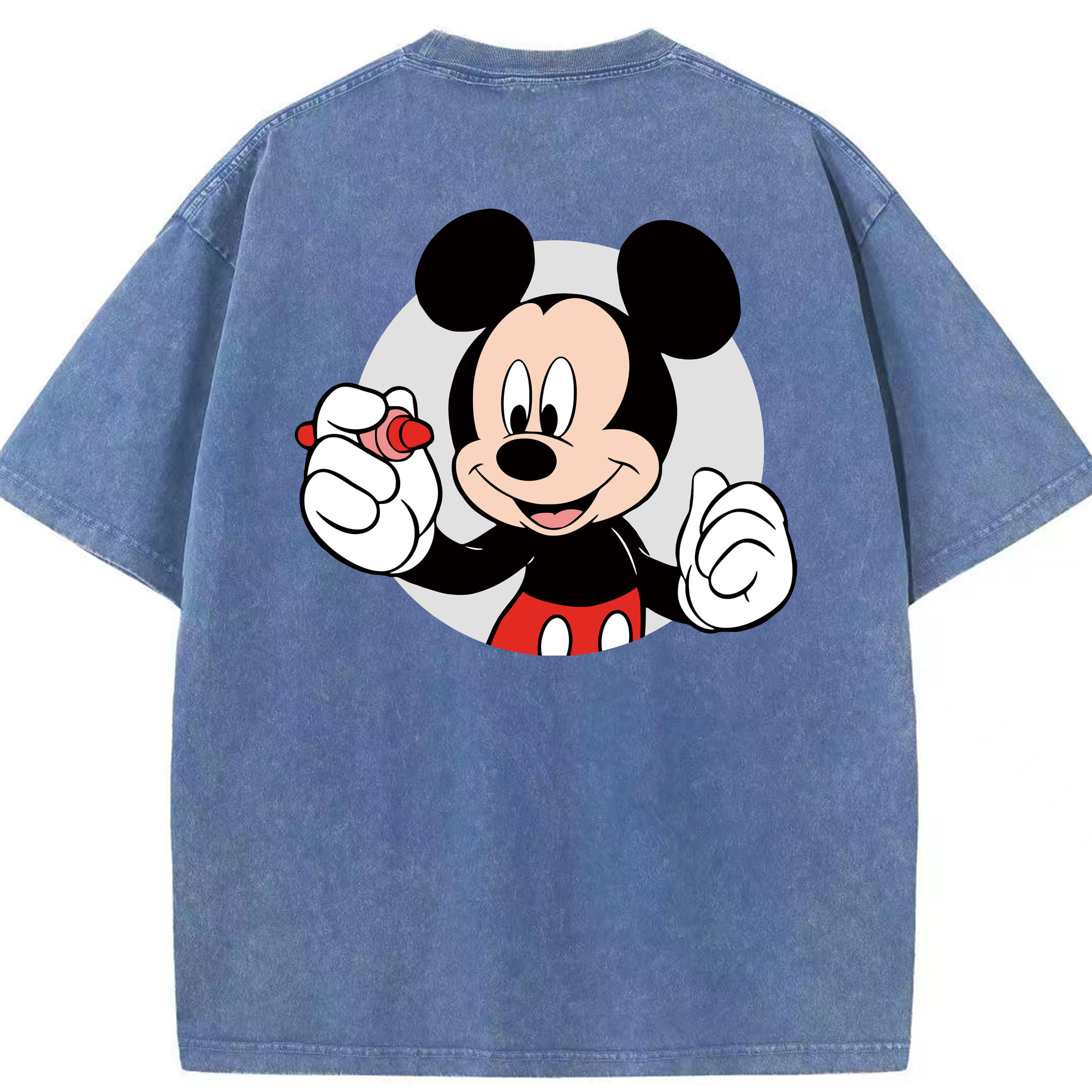 （画像用） ミッキーマウス Mickey Mouse 綿100% ヴィンテージ風 半袖Tシャツ（背面プリント）