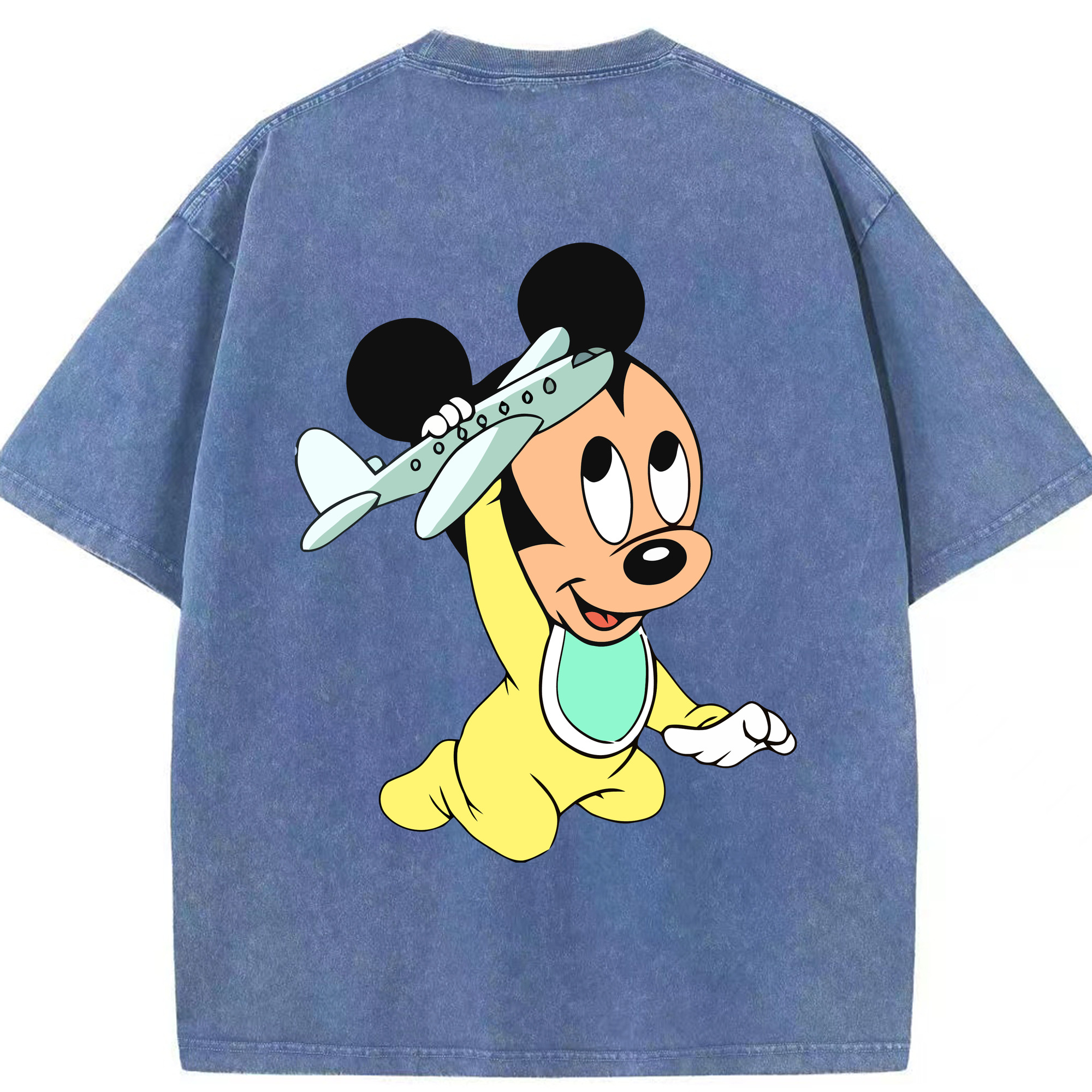 （画像用） ミッキーマウス Mickey Mouse 綿100% ヴィンテージ風 半袖Tシャツ（背面プリント）