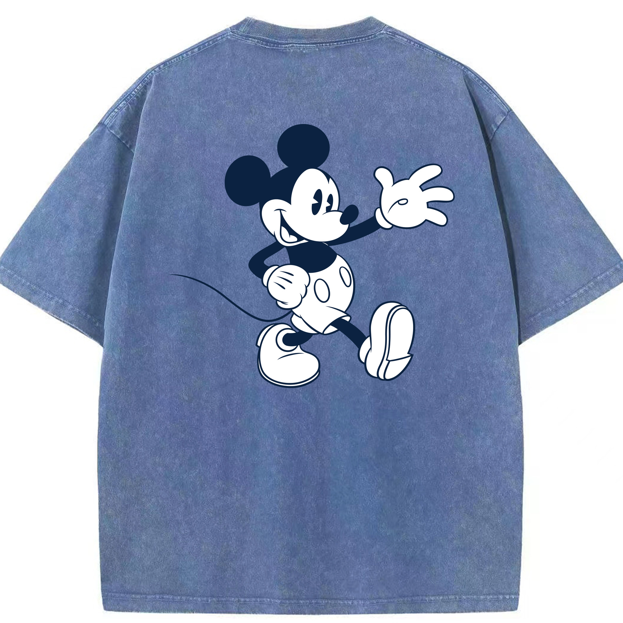 （画像用） ミッキーマウス Mickey Mouse 綿100% ヴィンテージ風 半袖Tシャツ（背面プリント）