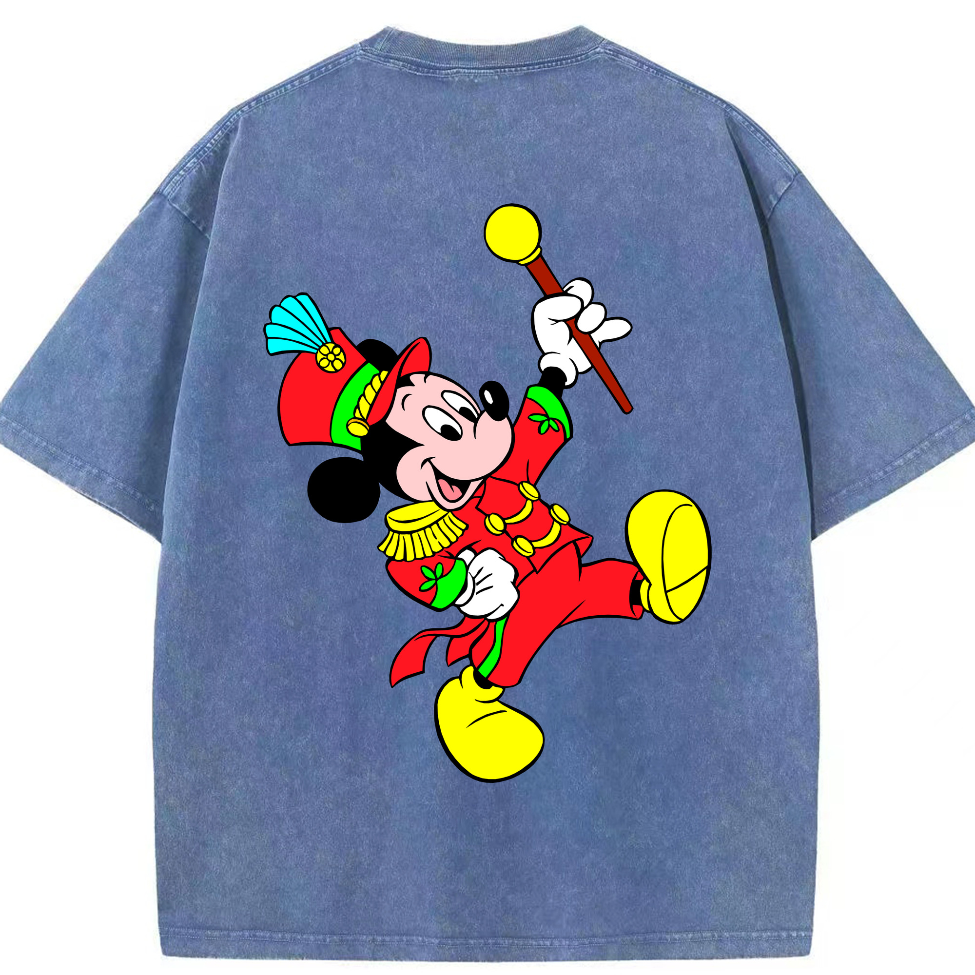 （画像用） ミッキーマウス Mickey Mouse 綿100% ヴィンテージ風 半袖Tシャツ（背面プリント）