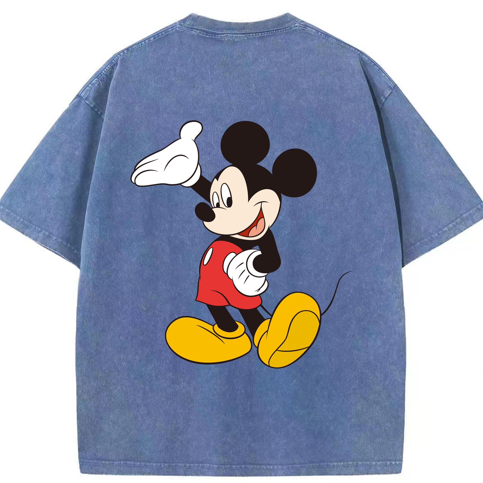 （画像用） ミッキーマウス Mickey Mouse 綿100% ヴィンテージ風 半袖Tシャツ（背面プリント）