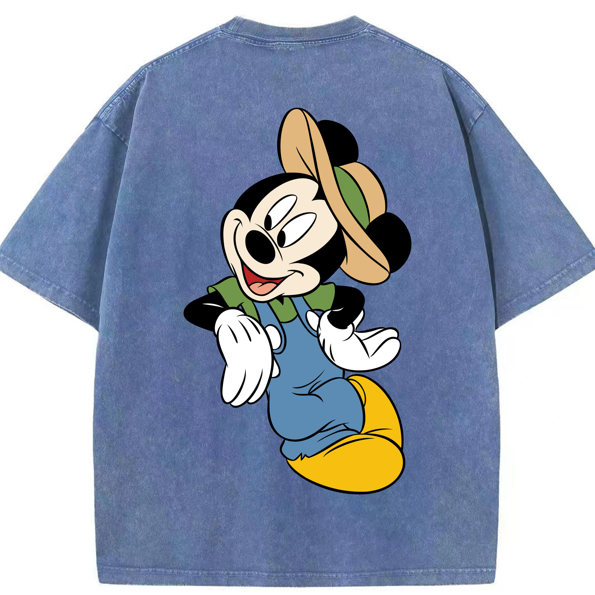 （画像用） ミッキーマウス Mickey Mouse 綿100% ヴィンテージ風 半袖Tシャツ（背面プリント）