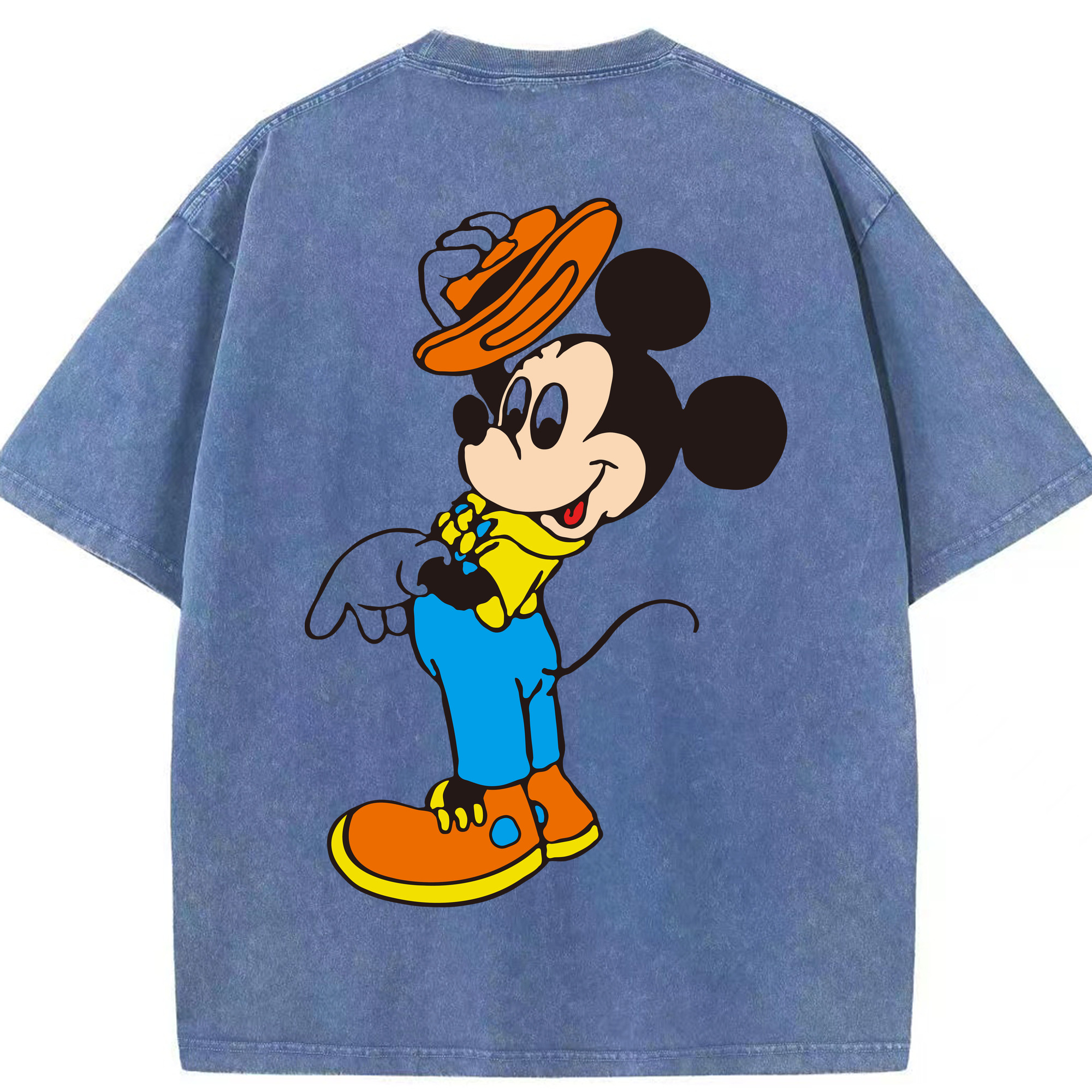 （画像用） ミッキーマウス Mickey Mouse 綿100% ヴィンテージ風 半袖Tシャツ（背面プリント）