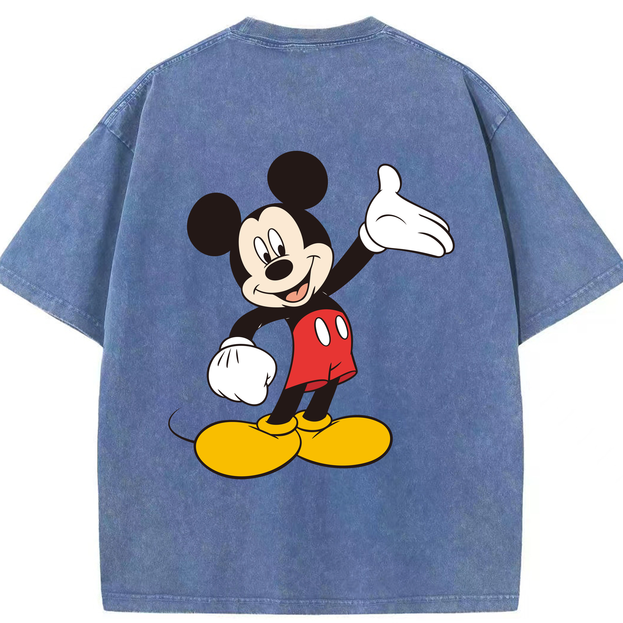 （画像用） ミッキーマウス Mickey Mouse 綿100% ヴィンテージ風 半袖Tシャツ（背面プリント）