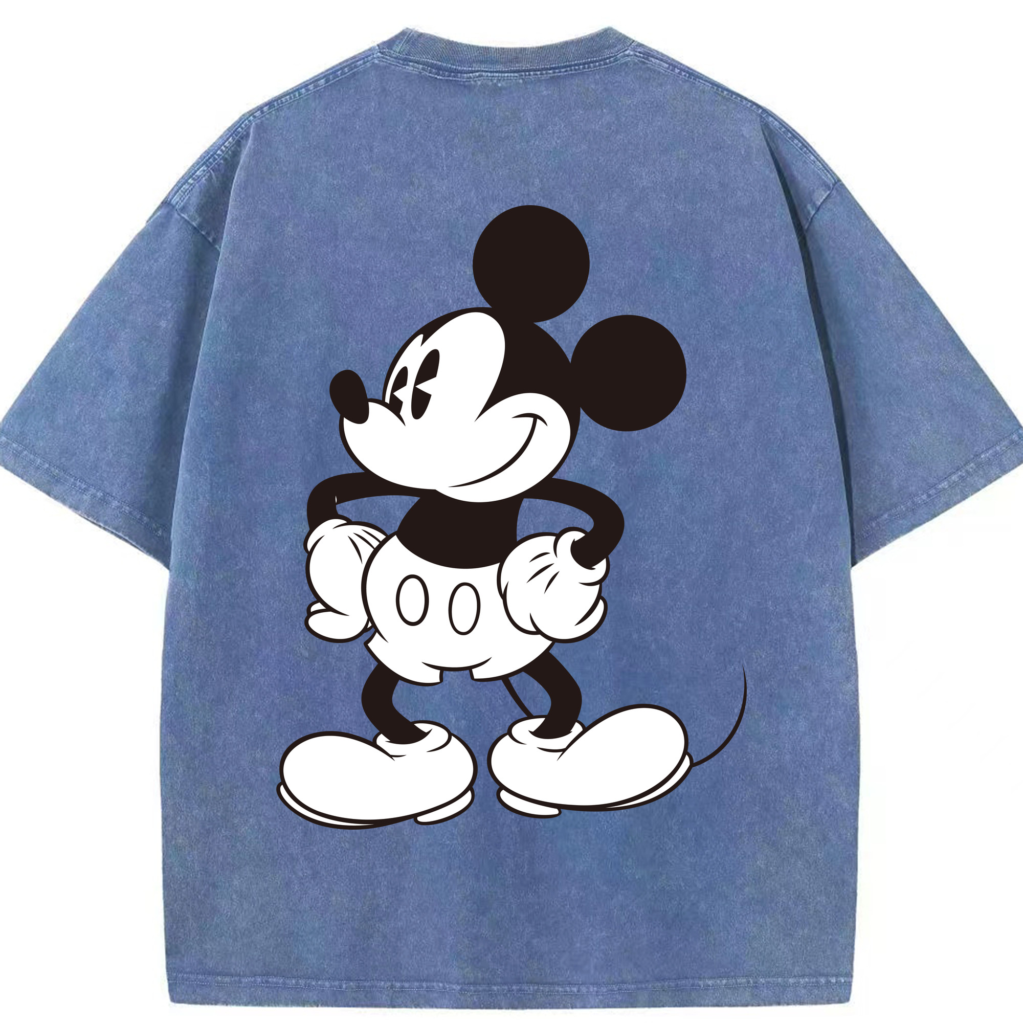 （画像用） ミッキーマウス Mickey Mouse 綿100% ヴィンテージ風 半袖Tシャツ（背面プリント）
