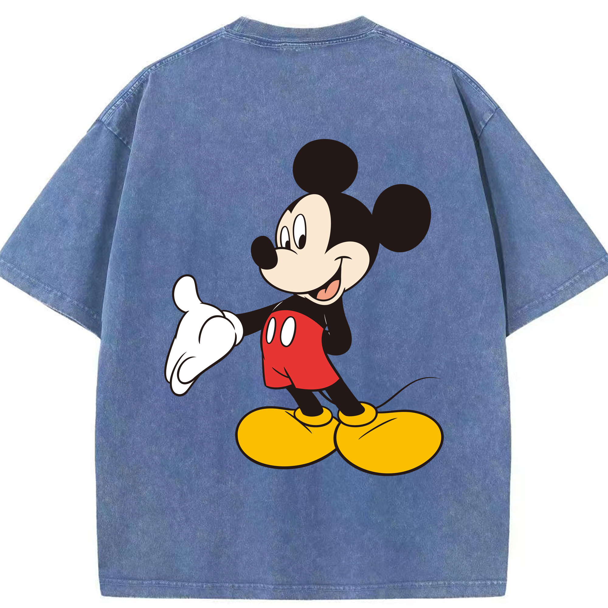 （画像用） ミッキーマウス Mickey Mouse 綿100% ヴィンテージ風 半袖Tシャツ（背面プリント）