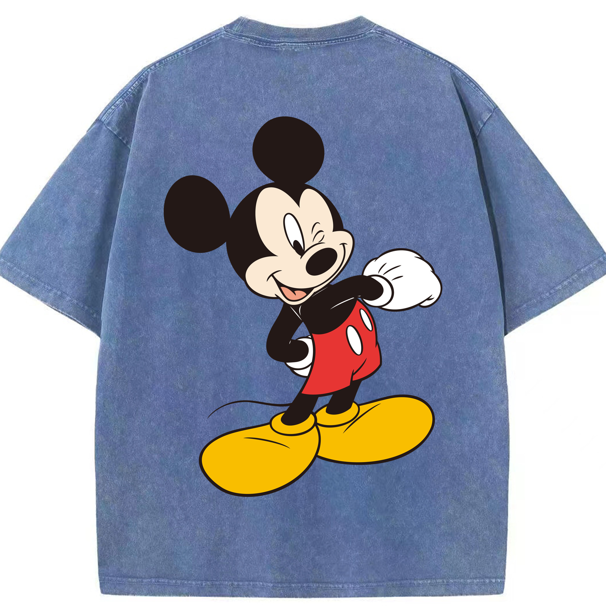 （画像用） ミッキーマウス Mickey Mouse 綿100% ヴィンテージ風 半袖Tシャツ（背面プリント）