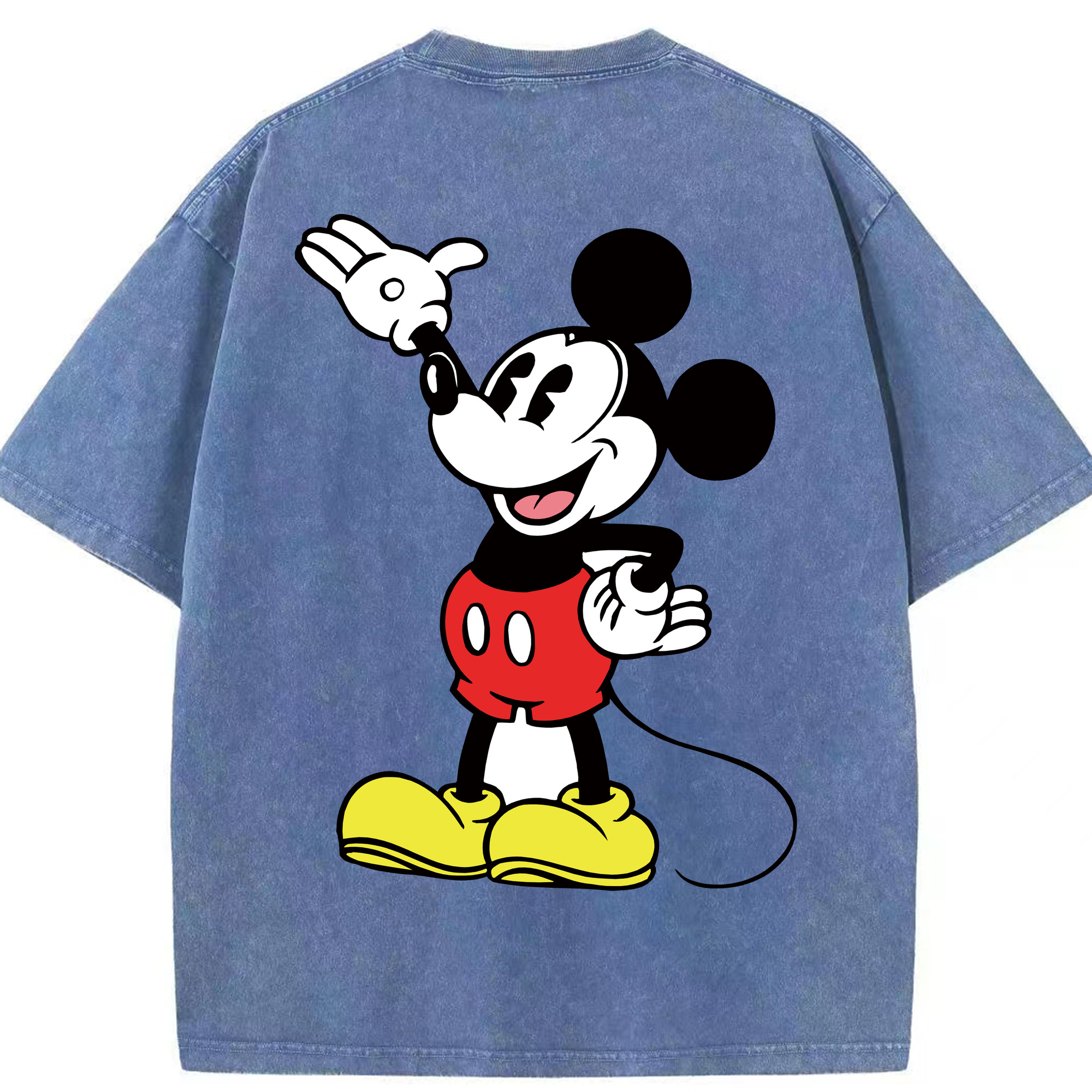 （画像用） ミッキーマウス Mickey Mouse 綿100% ヴィンテージ風 半袖Tシャツ（背面プリント）