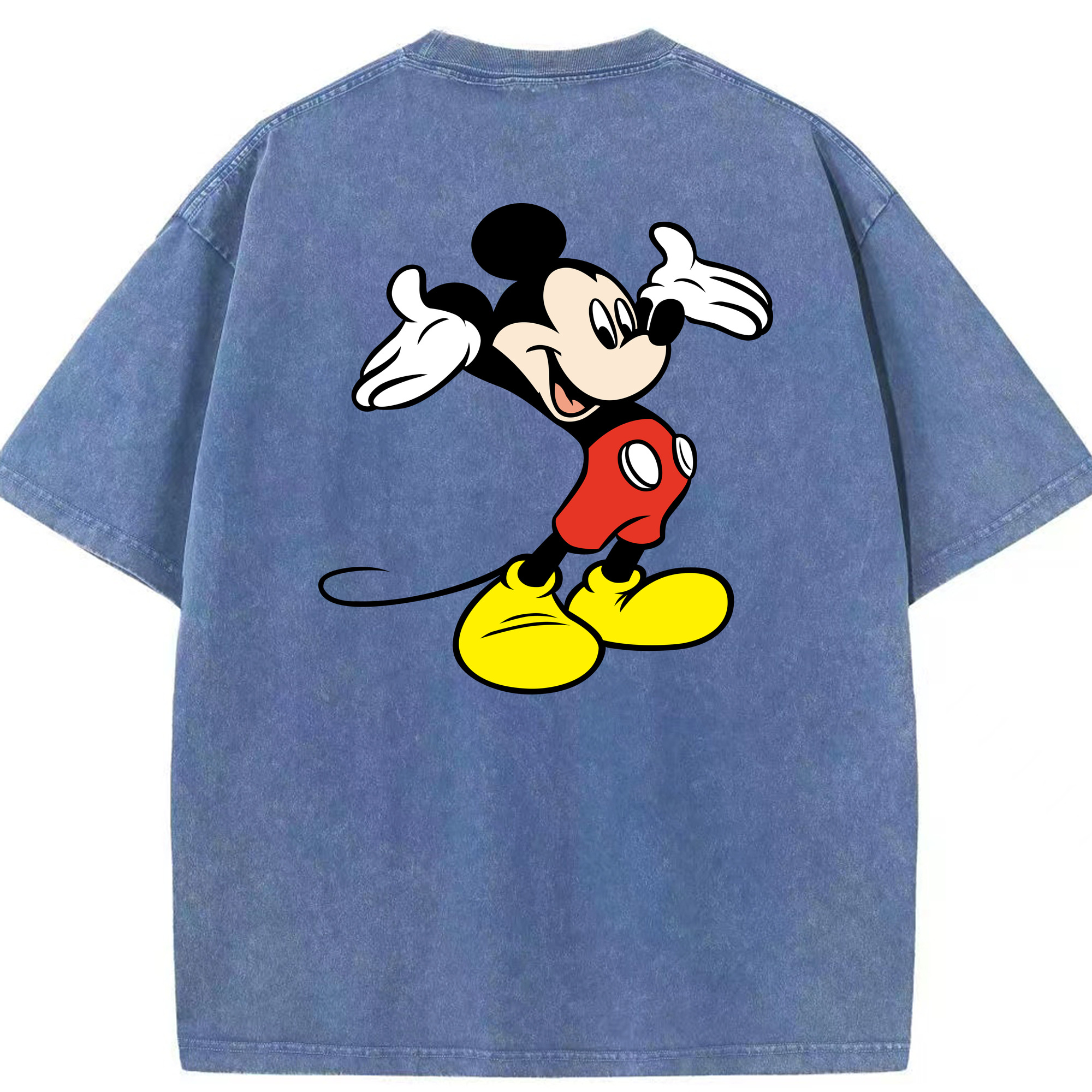 （画像用） ミッキーマウス Mickey Mouse 綿100% ヴィンテージ風 半袖Tシャツ（背面プリント）