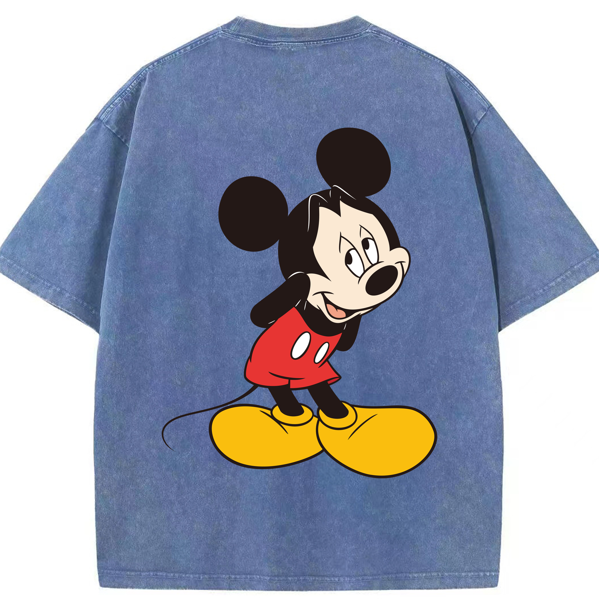 （画像用） ミッキーマウス Mickey Mouse 綿100% ヴィンテージ風 半袖Tシャツ（背面プリント）