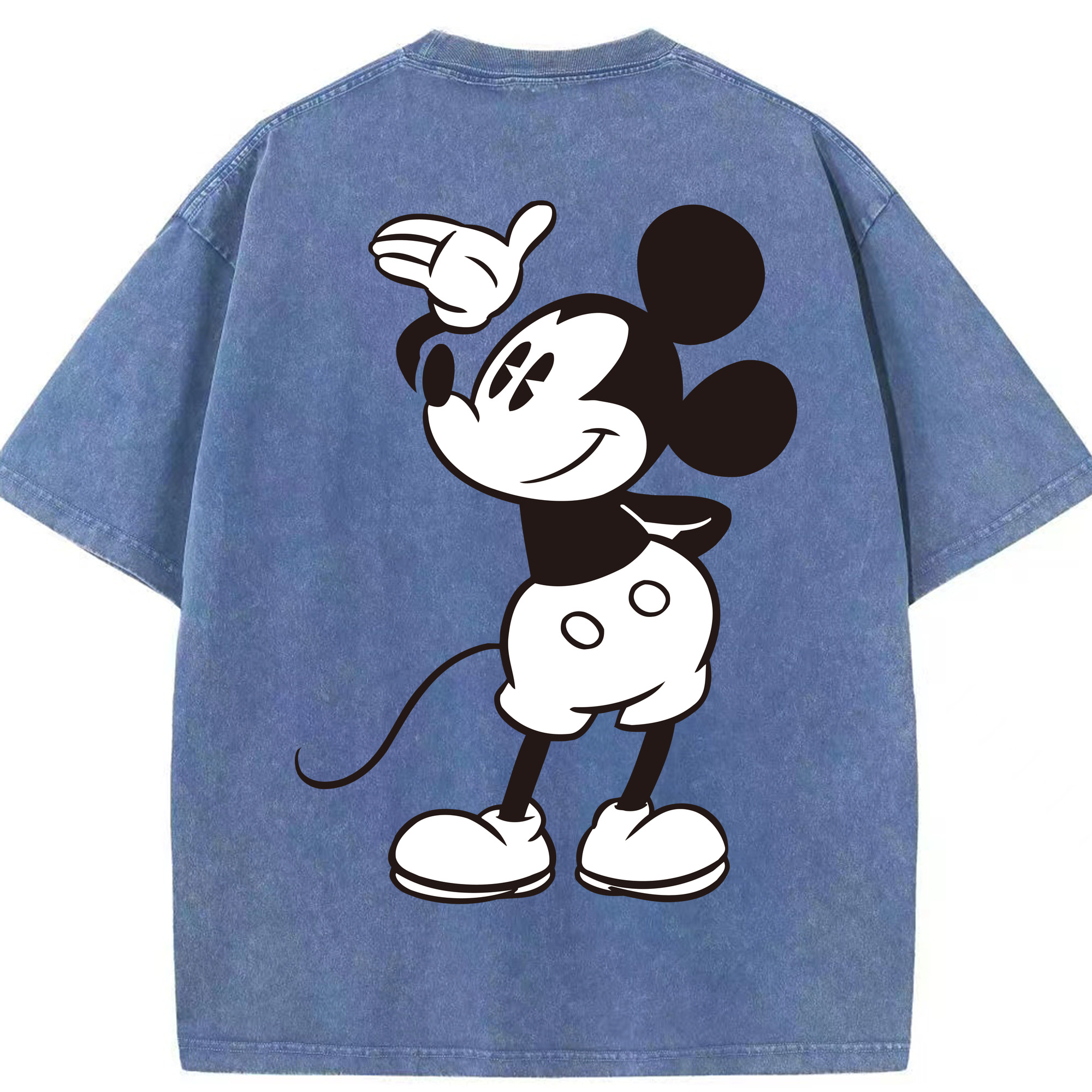 （画像用） ミッキーマウス Mickey Mouse 綿100% ヴィンテージ風 半袖Tシャツ（背面プリント）