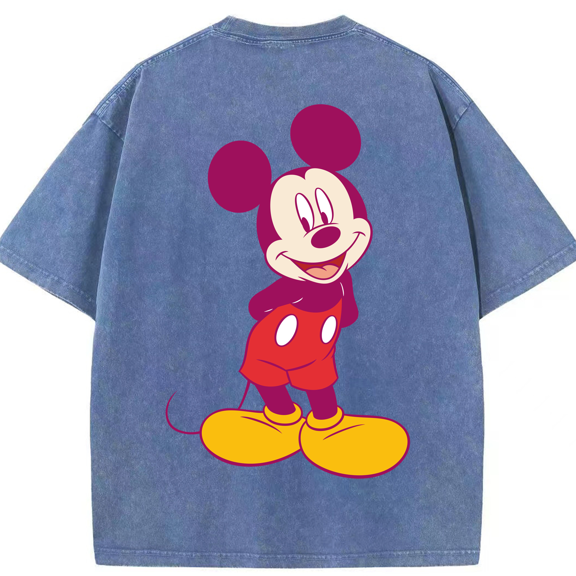 （画像用） ミッキーマウス Mickey Mouse 綿100% ヴィンテージ風 半袖Tシャツ（背面プリント）