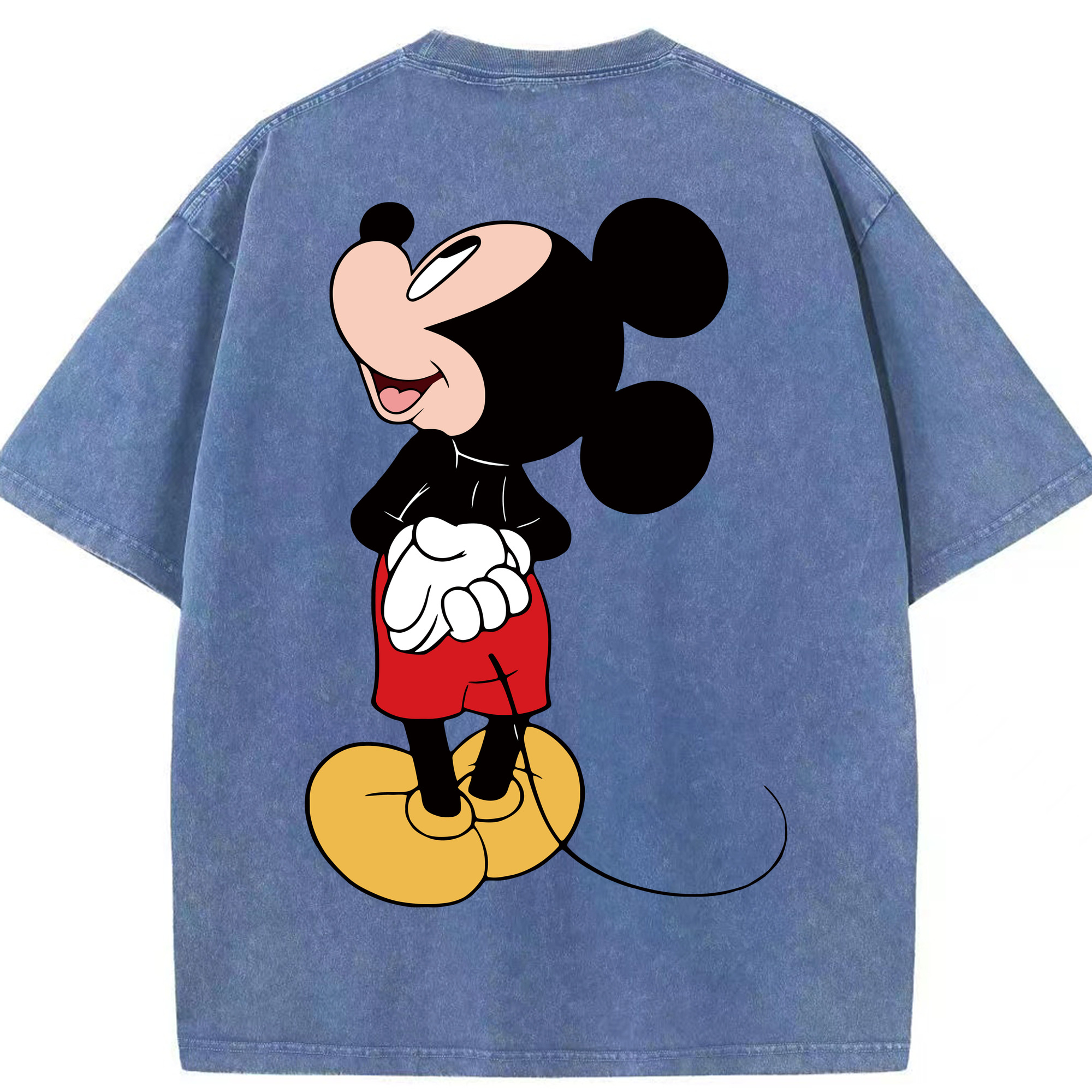 （画像用） ミッキーマウス Mickey Mouse 綿100% ヴィンテージ風 半袖Tシャツ（背面プリント）