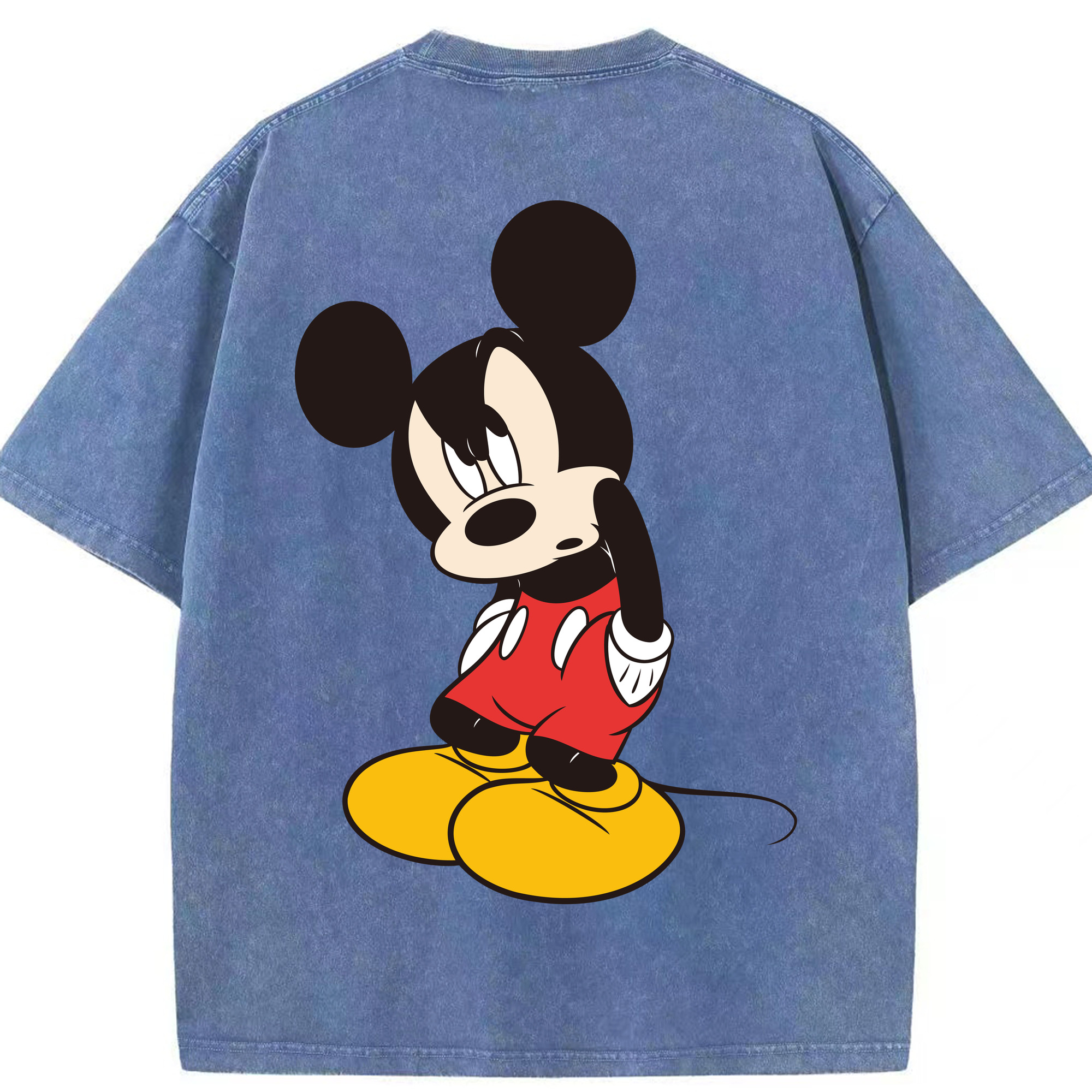 （画像用） ミッキーマウス Mickey Mouse 綿100% ヴィンテージ風 半袖Tシャツ（背面プリント）