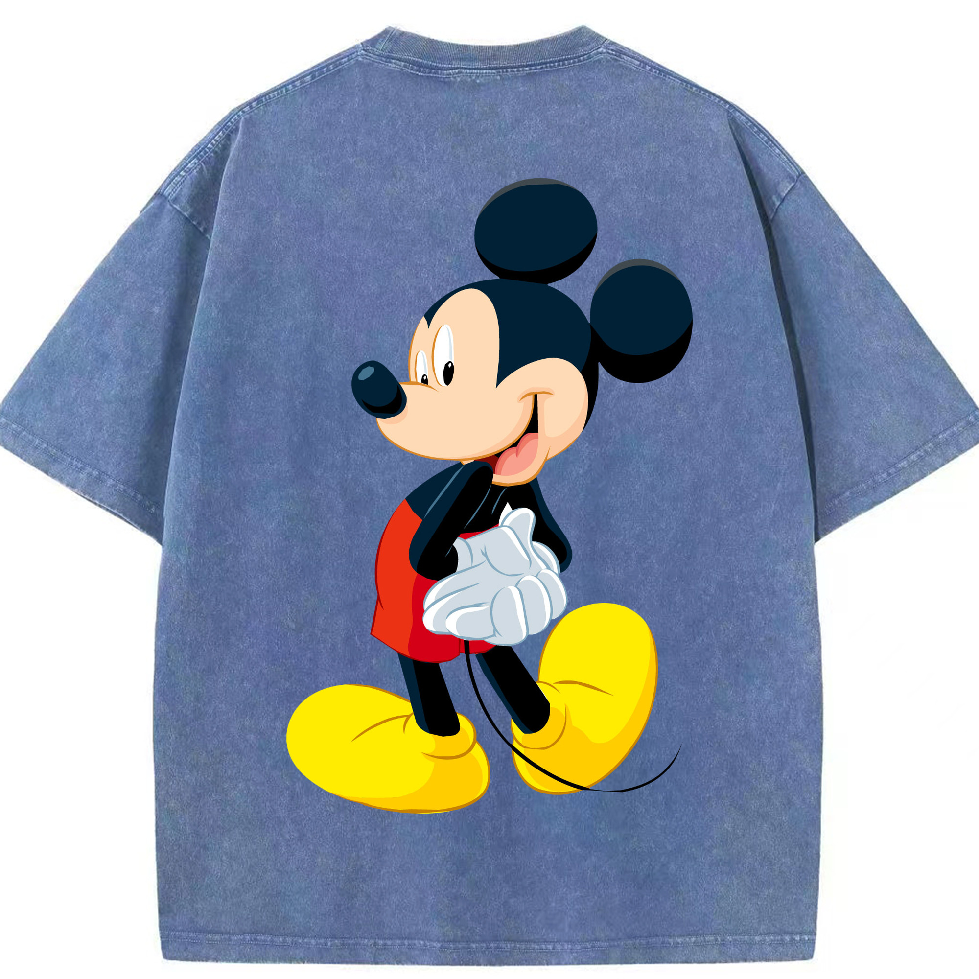 （画像用） ミッキーマウス Mickey Mouse 綿100% ヴィンテージ風 半袖Tシャツ（背面プリント）