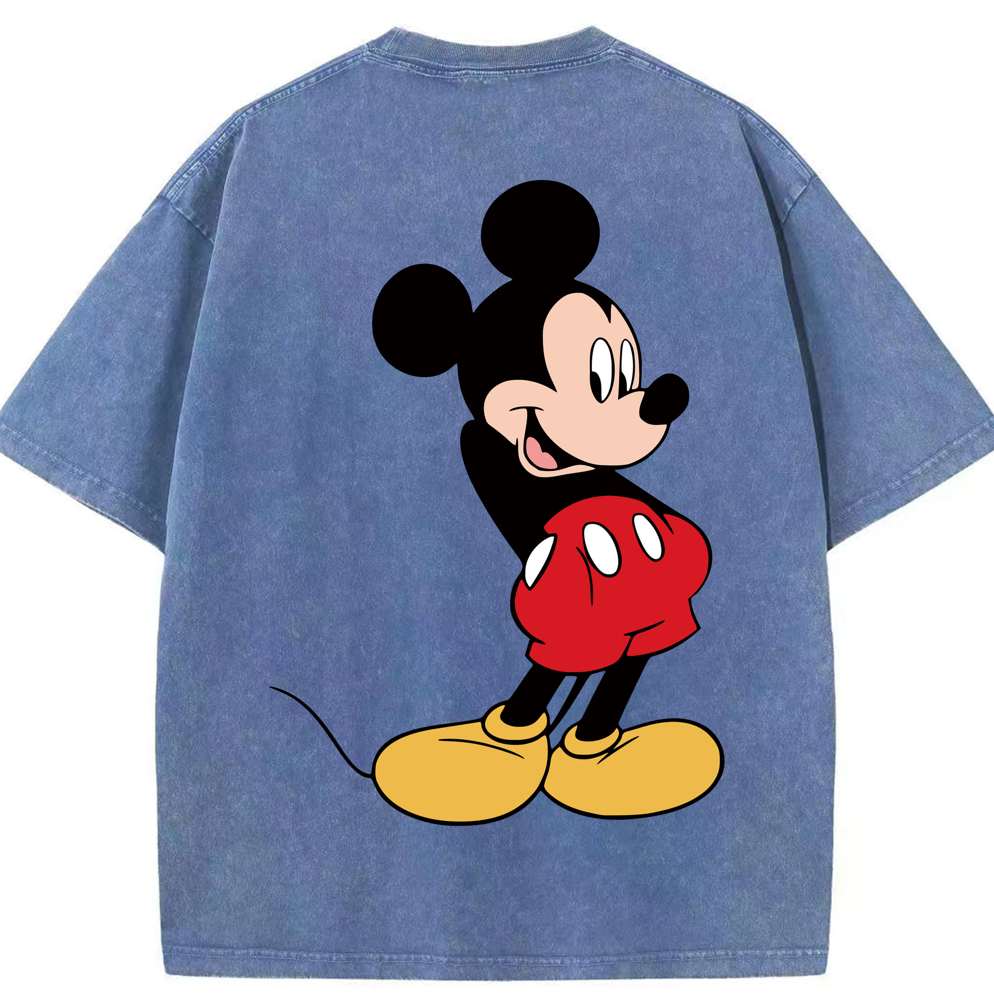 （画像用） ミッキーマウス Mickey Mouse 綿100% ヴィンテージ風 半袖Tシャツ（背面プリント）