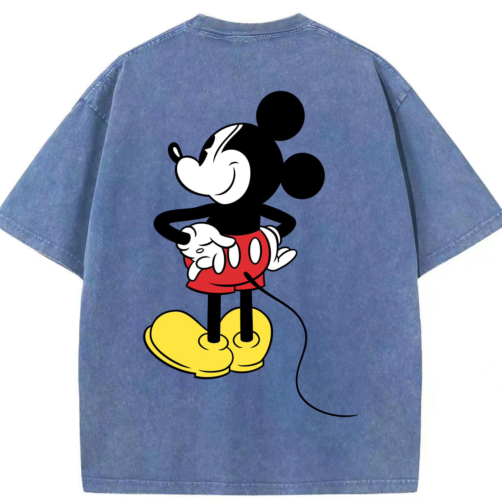 （画像用） ミッキーマウス Mickey Mouse 綿100% ヴィンテージ風 半袖Tシャツ（背面プリント）