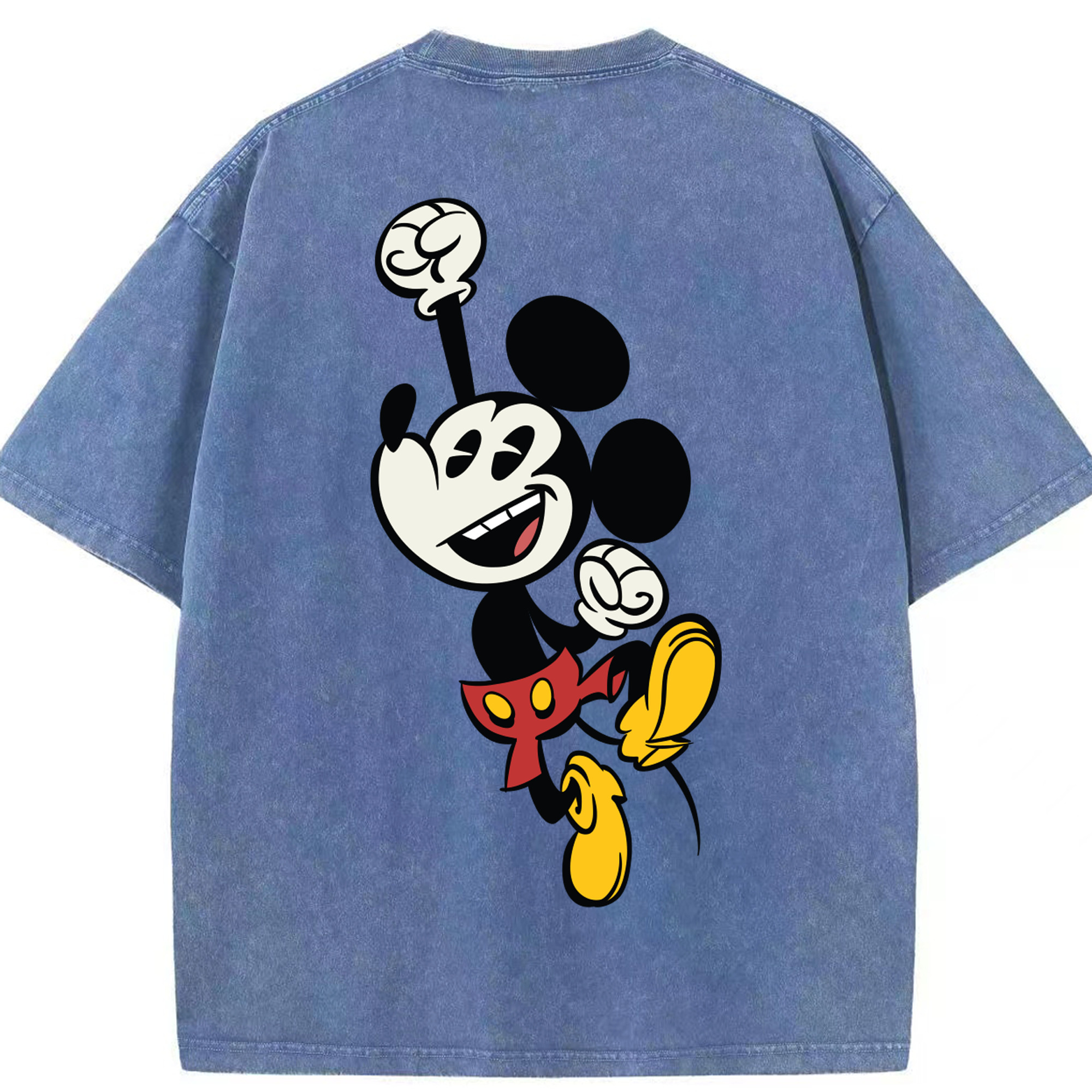 （画像用） ミッキーマウス Mickey Mouse 綿100% ヴィンテージ風 半袖Tシャツ（背面プリント）
