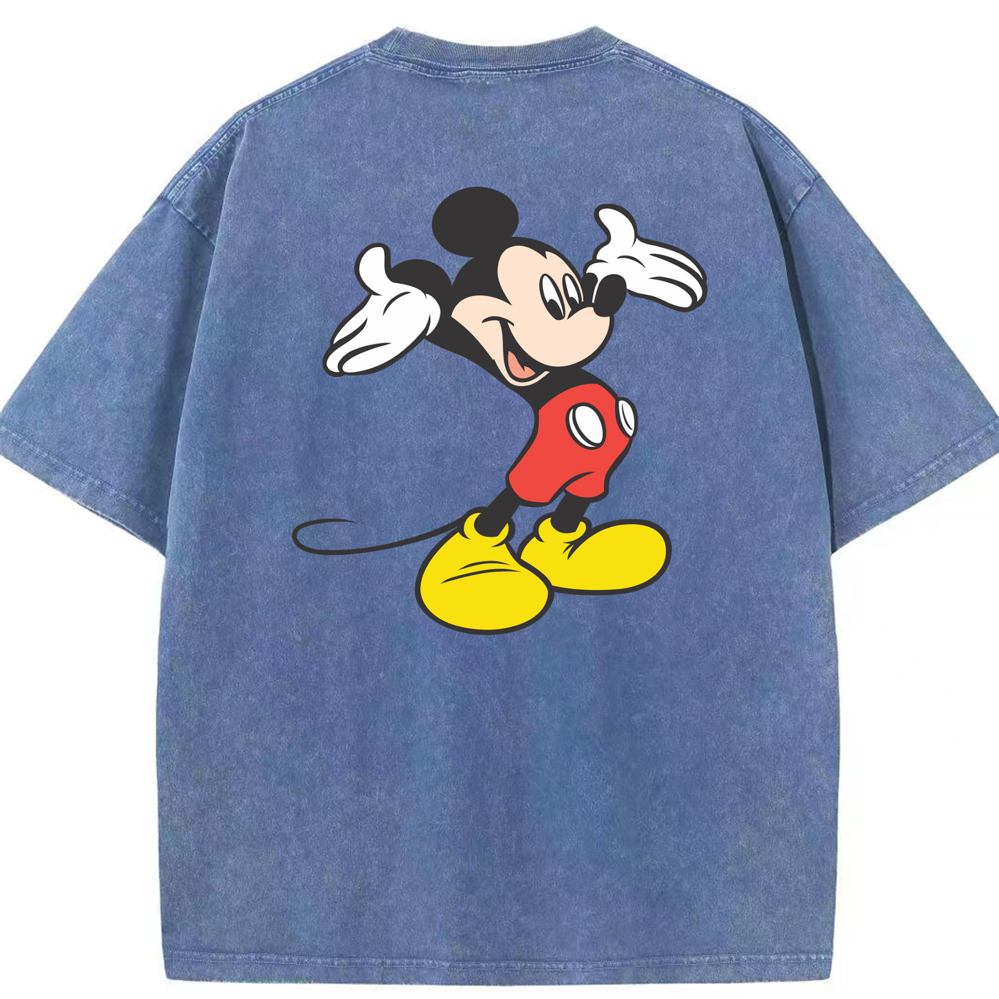 （画像用） ミッキーマウス Mickey Mouse 綿100% ヴィンテージ風 半袖Tシャツ（背面プリント）