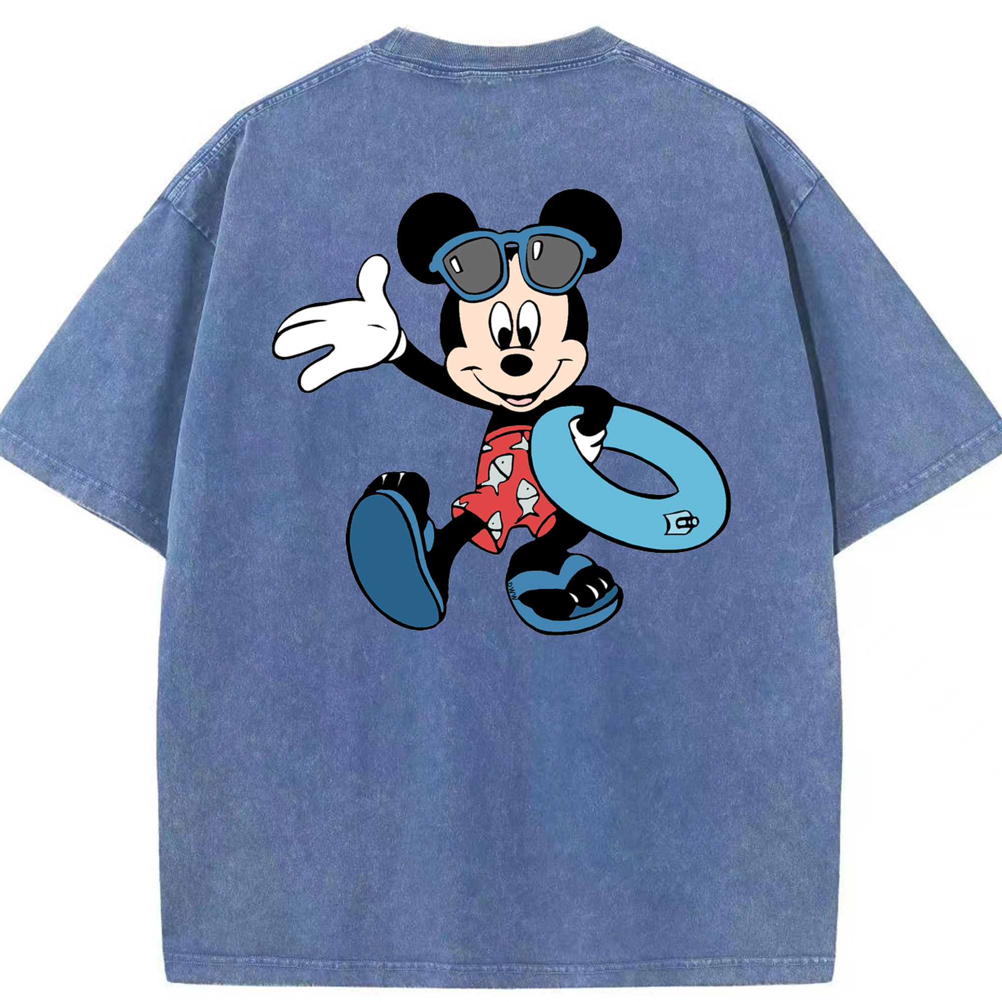 （画像用） ミッキーマウス Mickey Mouse 綿100% ヴィンテージ風 半袖Tシャツ（背面プリント）