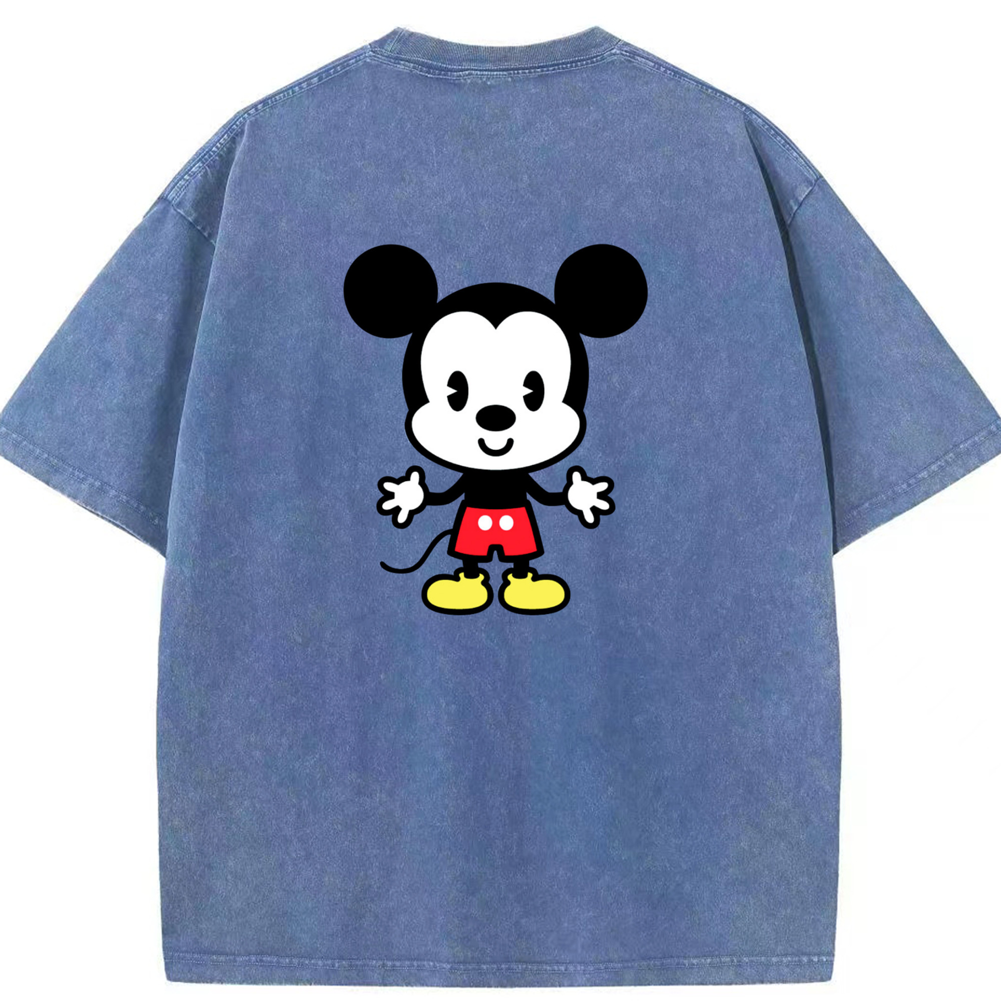 （画像用） ミッキーマウス Mickey Mouse 綿100% ヴィンテージ風 半袖Tシャツ（背面プリント）