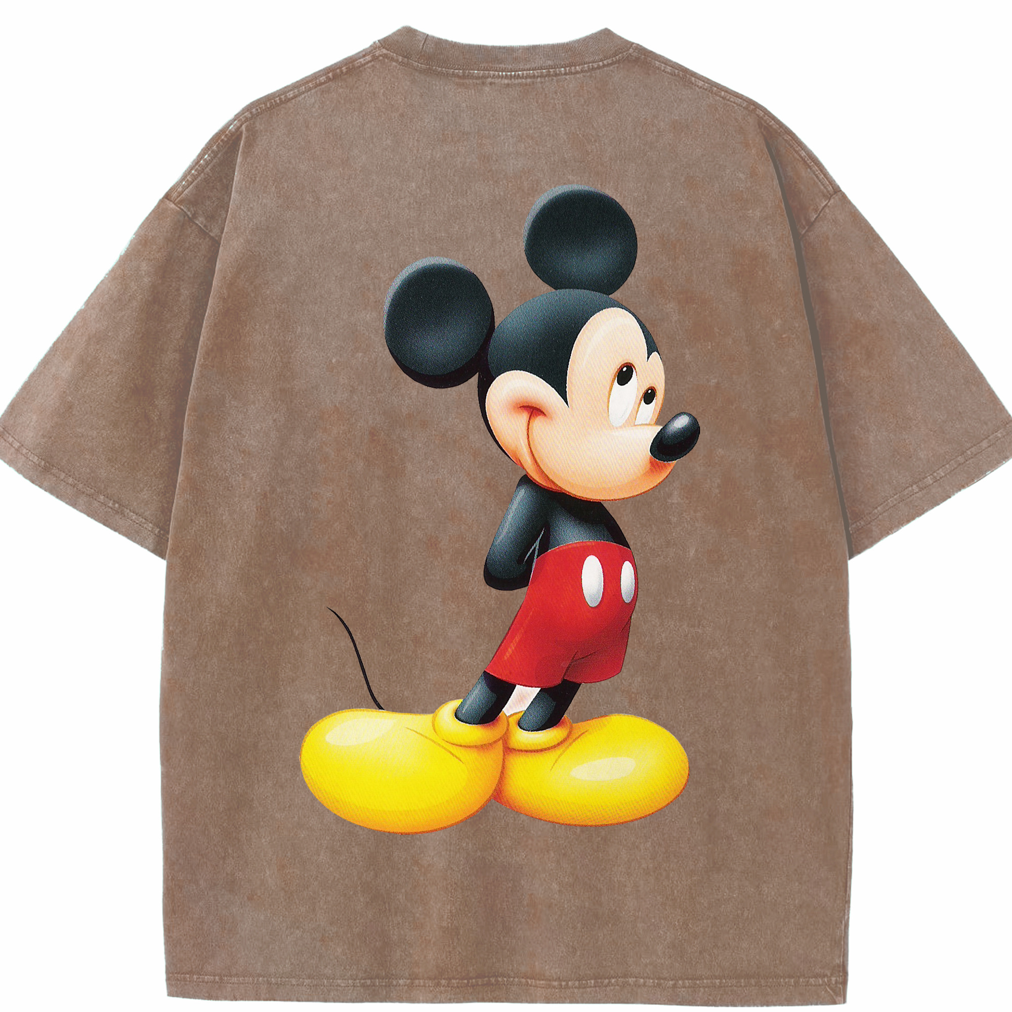 （画像用） ミッキーマウス Mickey Mouse 綿100% ヴィンテージ風 半袖Tシャツ（背面プリント）