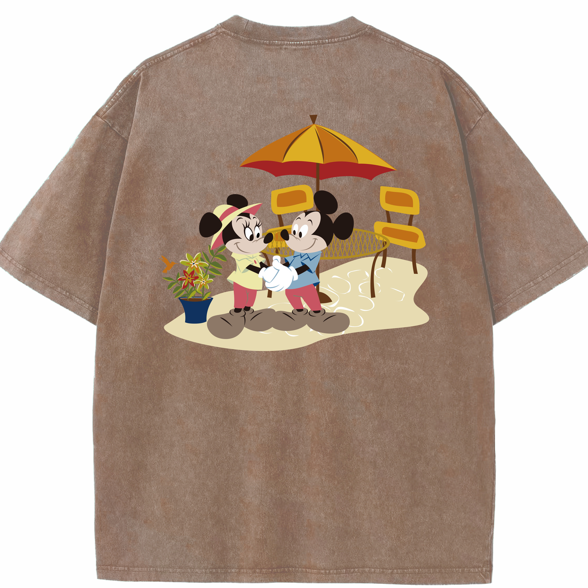 （画像用） ミッキーマウス Mickey Mouse 綿100% ヴィンテージ風 半袖Tシャツ（背面プリント）