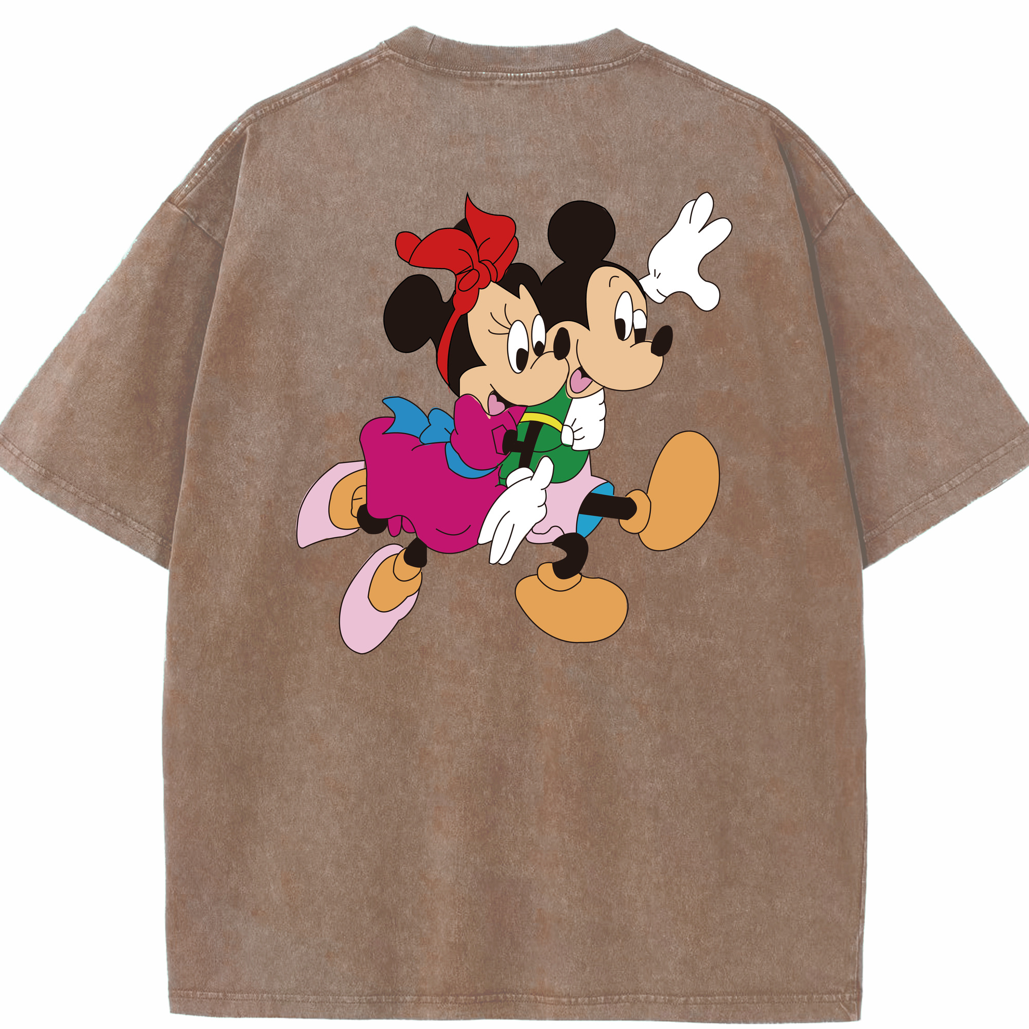 （画像用） ミッキーマウス Mickey Mouse 綿100% ヴィンテージ風 半袖Tシャツ（背面プリント）