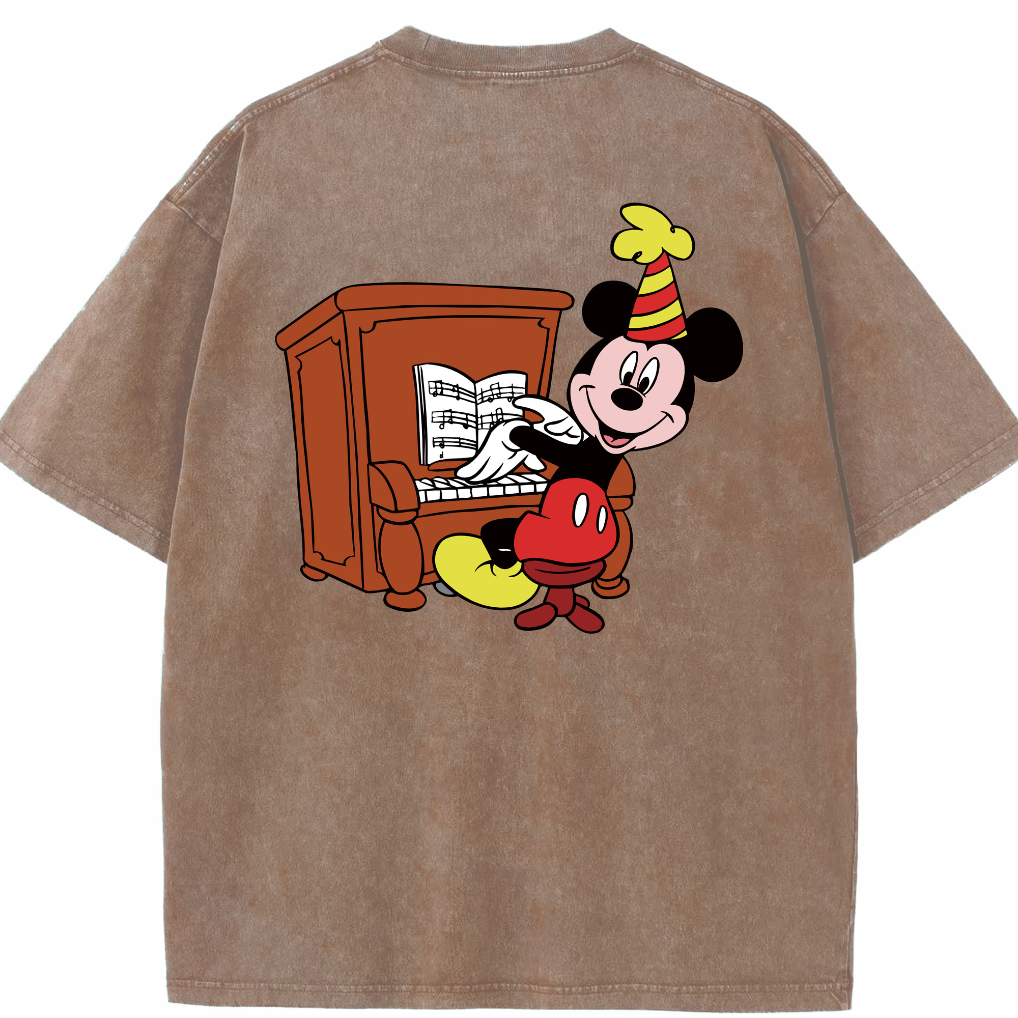 （画像用） ミッキーマウス Mickey Mouse 綿100% ヴィンテージ風 半袖Tシャツ（背面プリント）