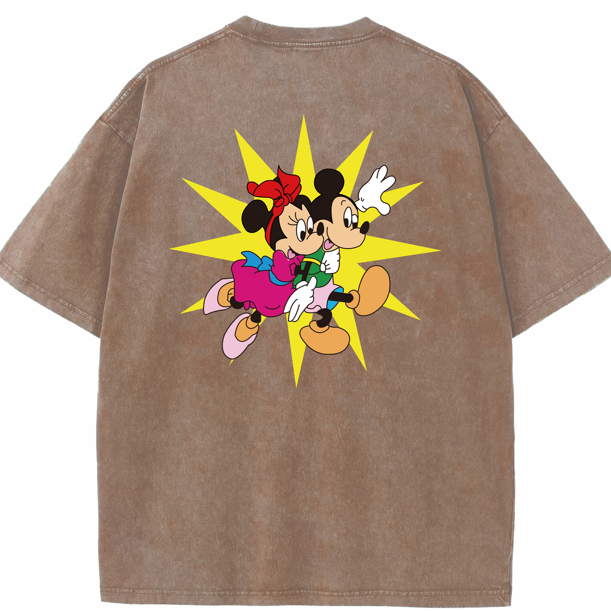 （画像用） ミッキーマウス Mickey Mouse 綿100% ヴィンテージ風 半袖Tシャツ（背面プリント）