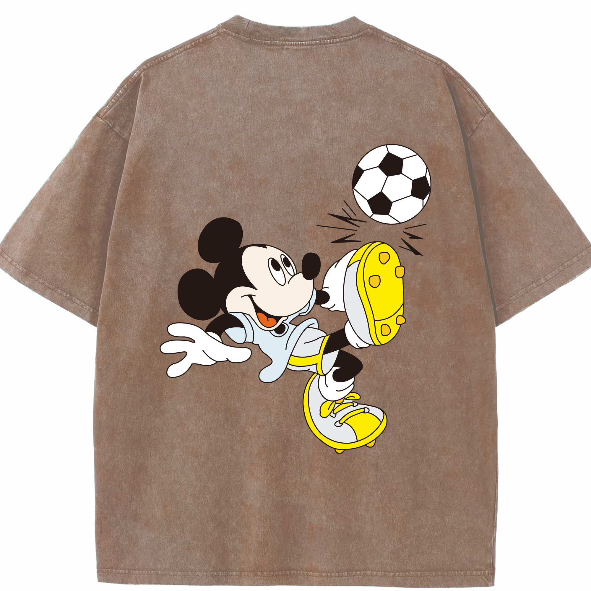 （画像用） ミッキーマウス Mickey Mouse 綿100% ヴィンテージ風 半袖Tシャツ（背面プリント）