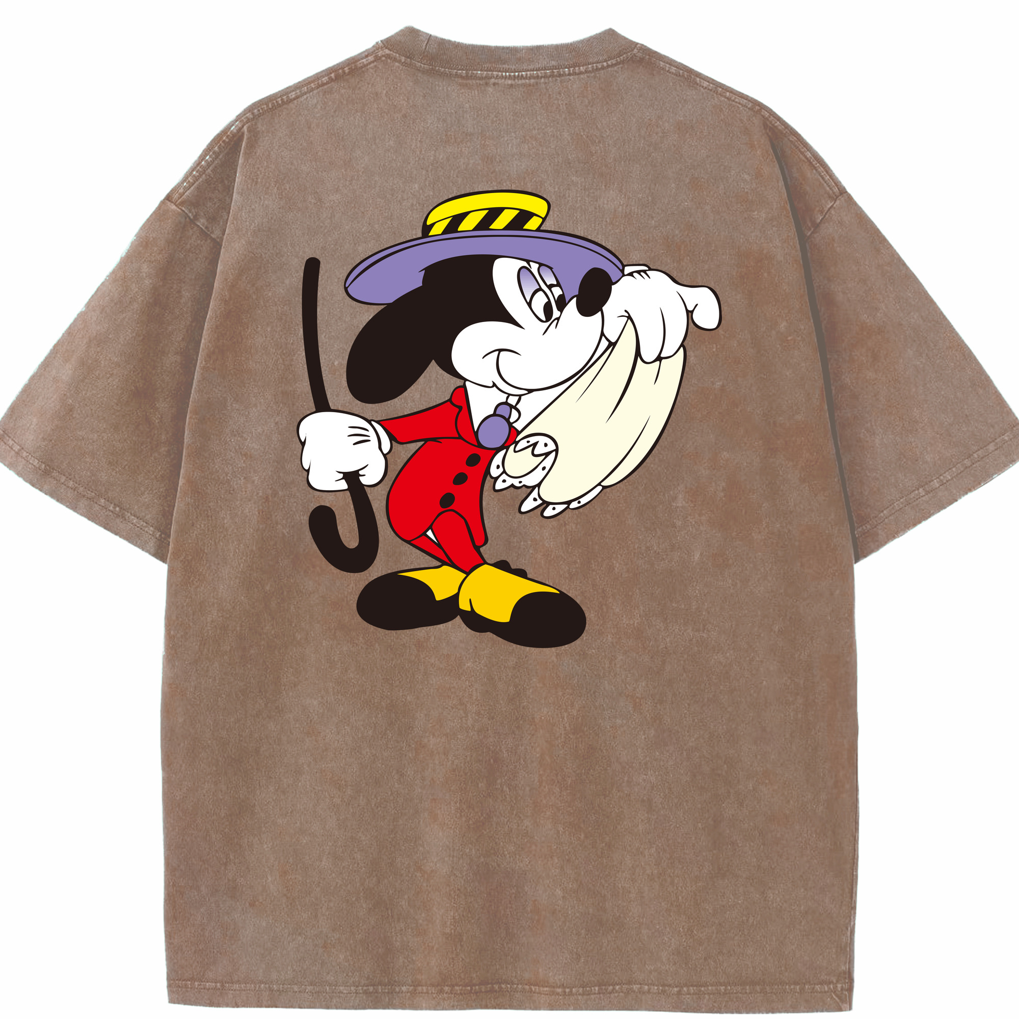 （画像用） ミッキーマウス Mickey Mouse 綿100% ヴィンテージ風 半袖Tシャツ（背面プリント）