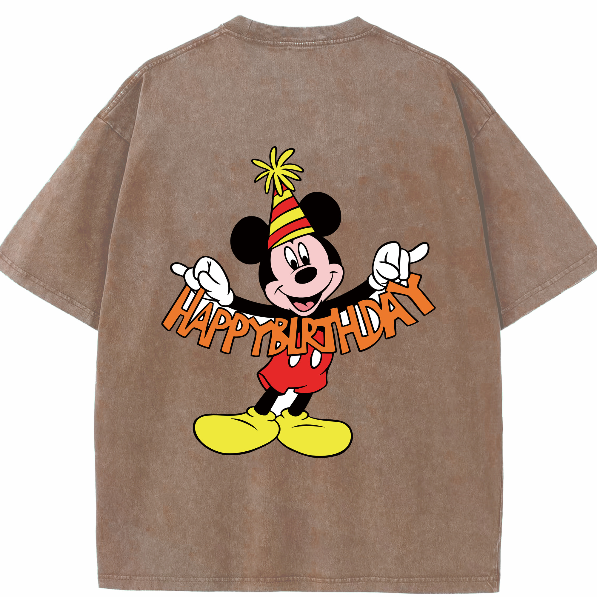 （画像用） ミッキーマウス Mickey Mouse 綿100% ヴィンテージ風 半袖Tシャツ（背面プリント）