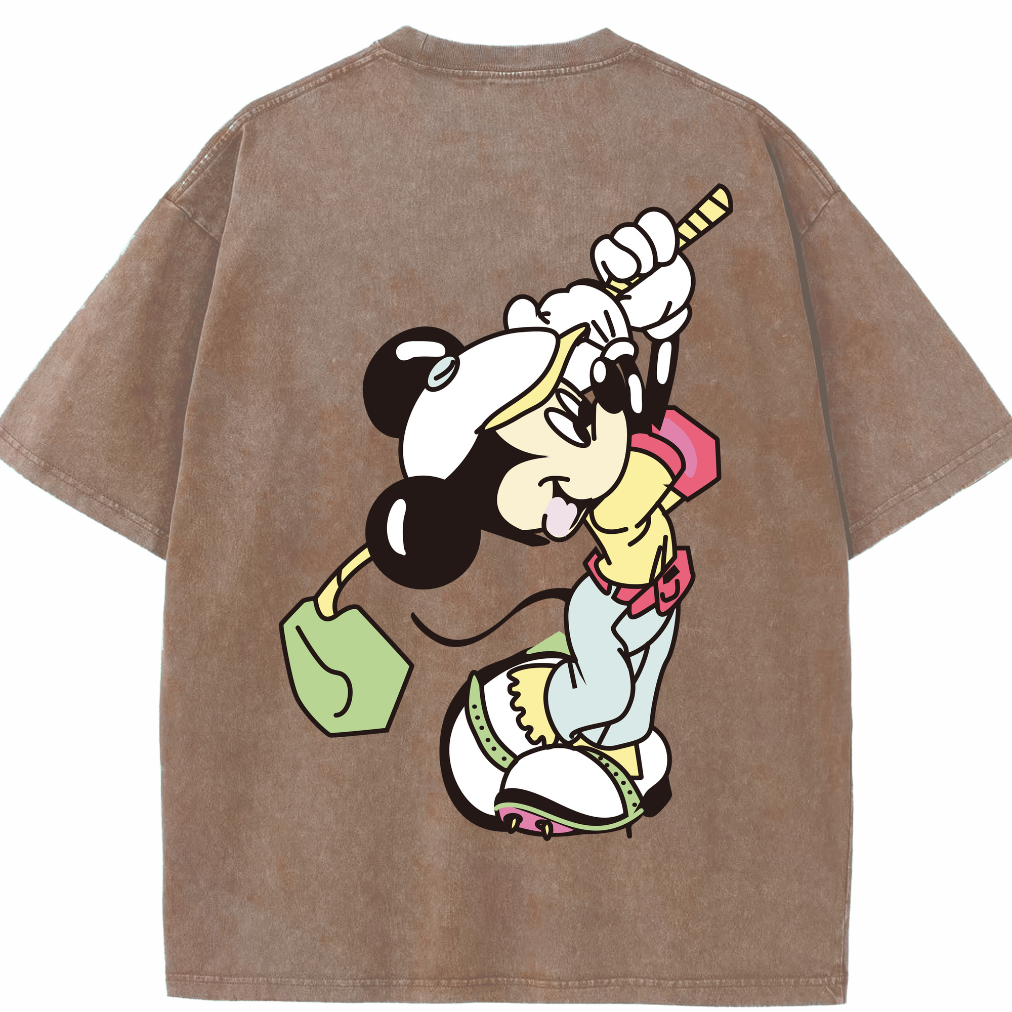 （画像用） ミッキーマウス Mickey Mouse 綿100% ヴィンテージ風 半袖Tシャツ（背面プリント）