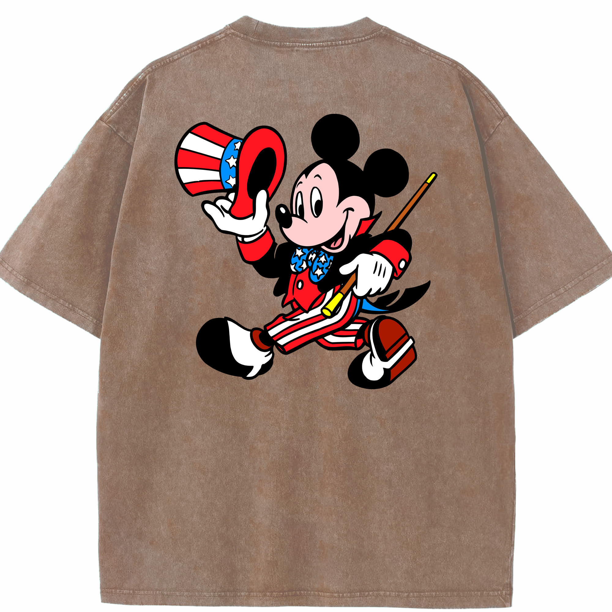 （画像用） ミッキーマウス Mickey Mouse 綿100% ヴィンテージ風 半袖Tシャツ（背面プリント）
