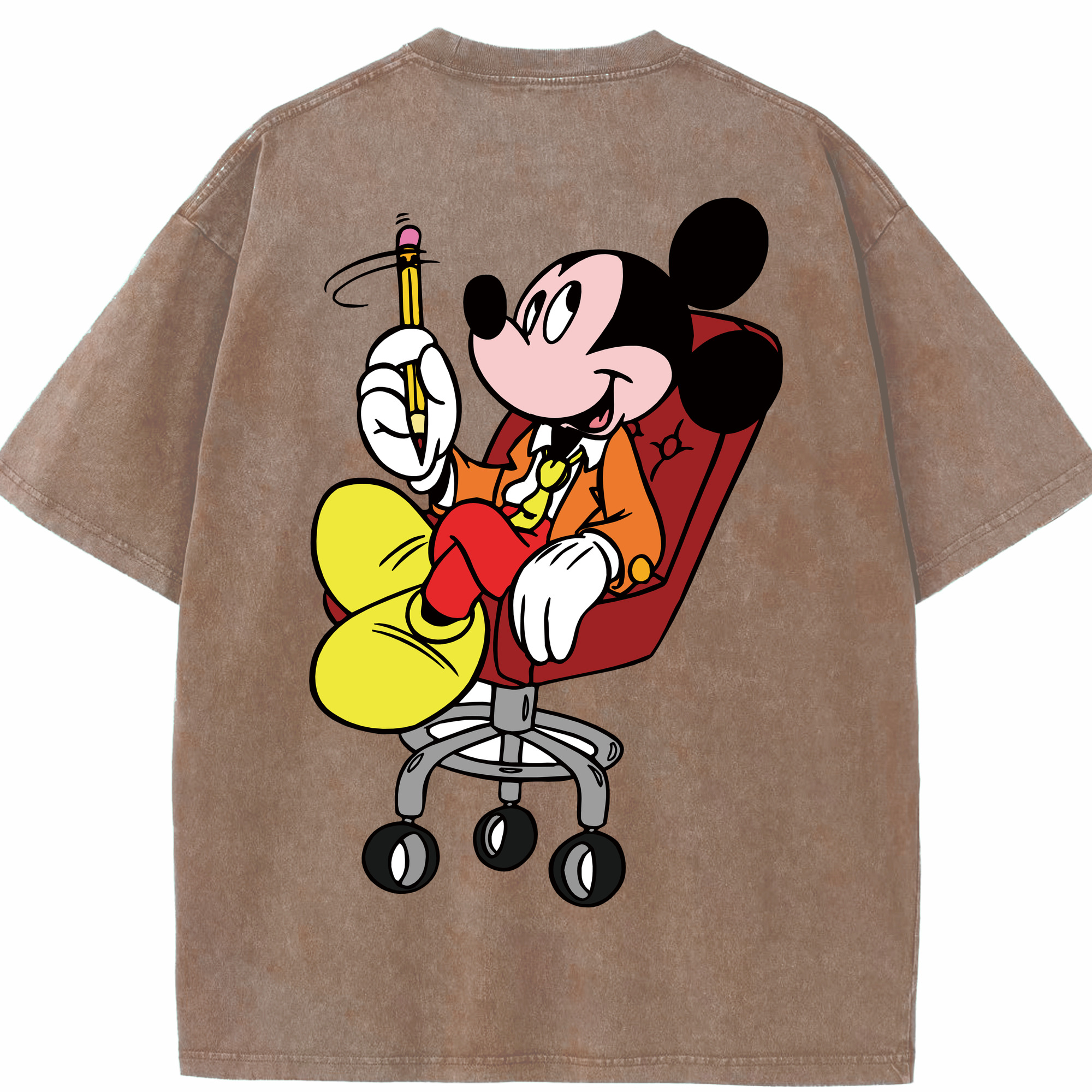（画像用） ミッキーマウス Mickey Mouse 綿100% ヴィンテージ風 半袖Tシャツ（背面プリント）