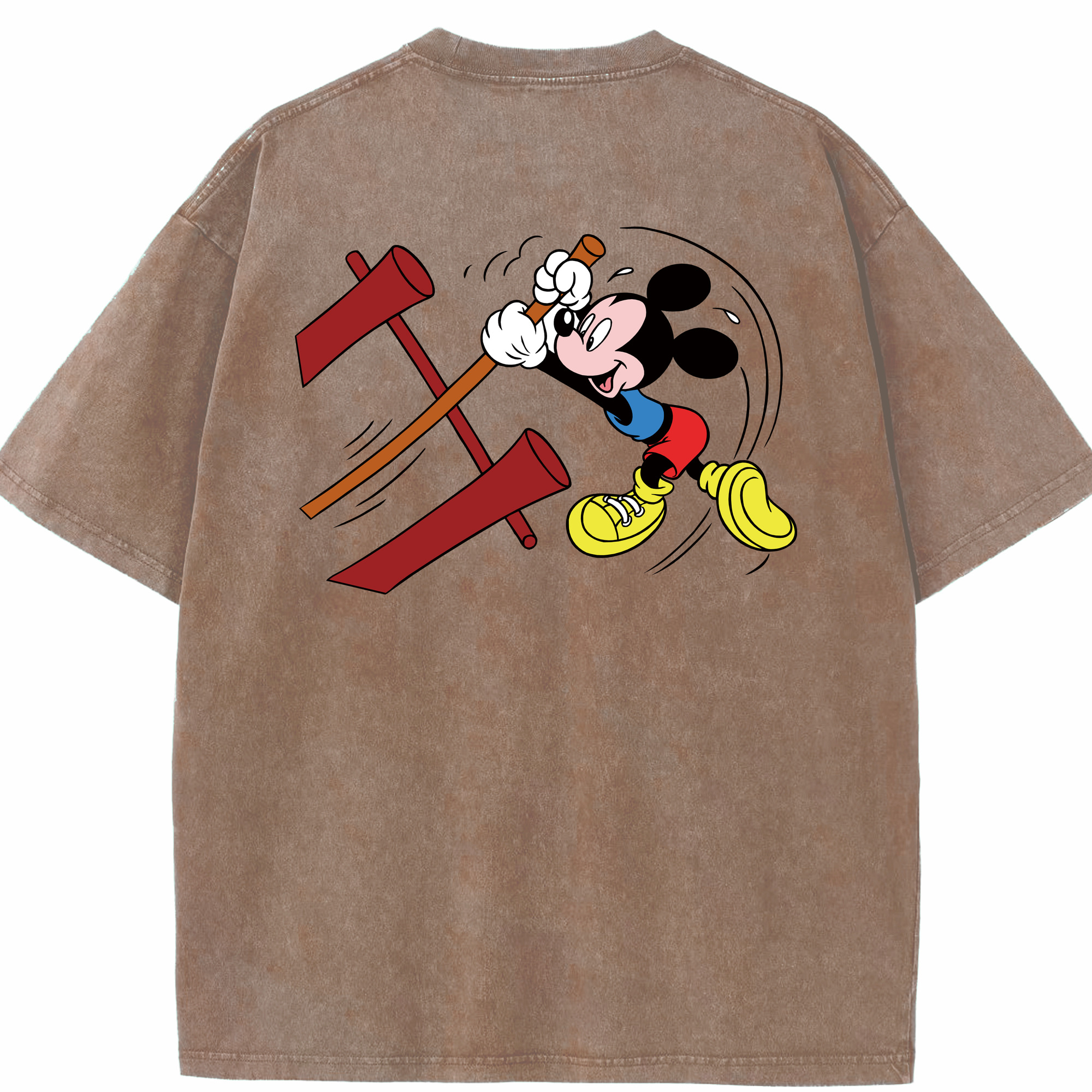 （画像用） ミッキーマウス Mickey Mouse 綿100% ヴィンテージ風 半袖Tシャツ（背面プリント）