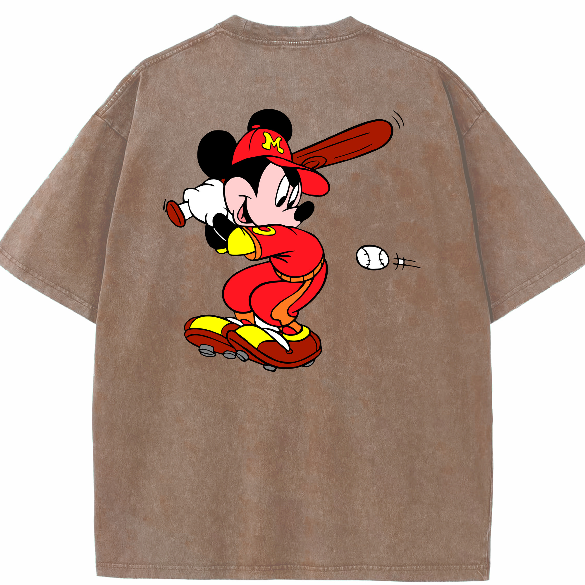 （画像用） ミッキーマウス Mickey Mouse 綿100% ヴィンテージ風 半袖Tシャツ（背面プリント）