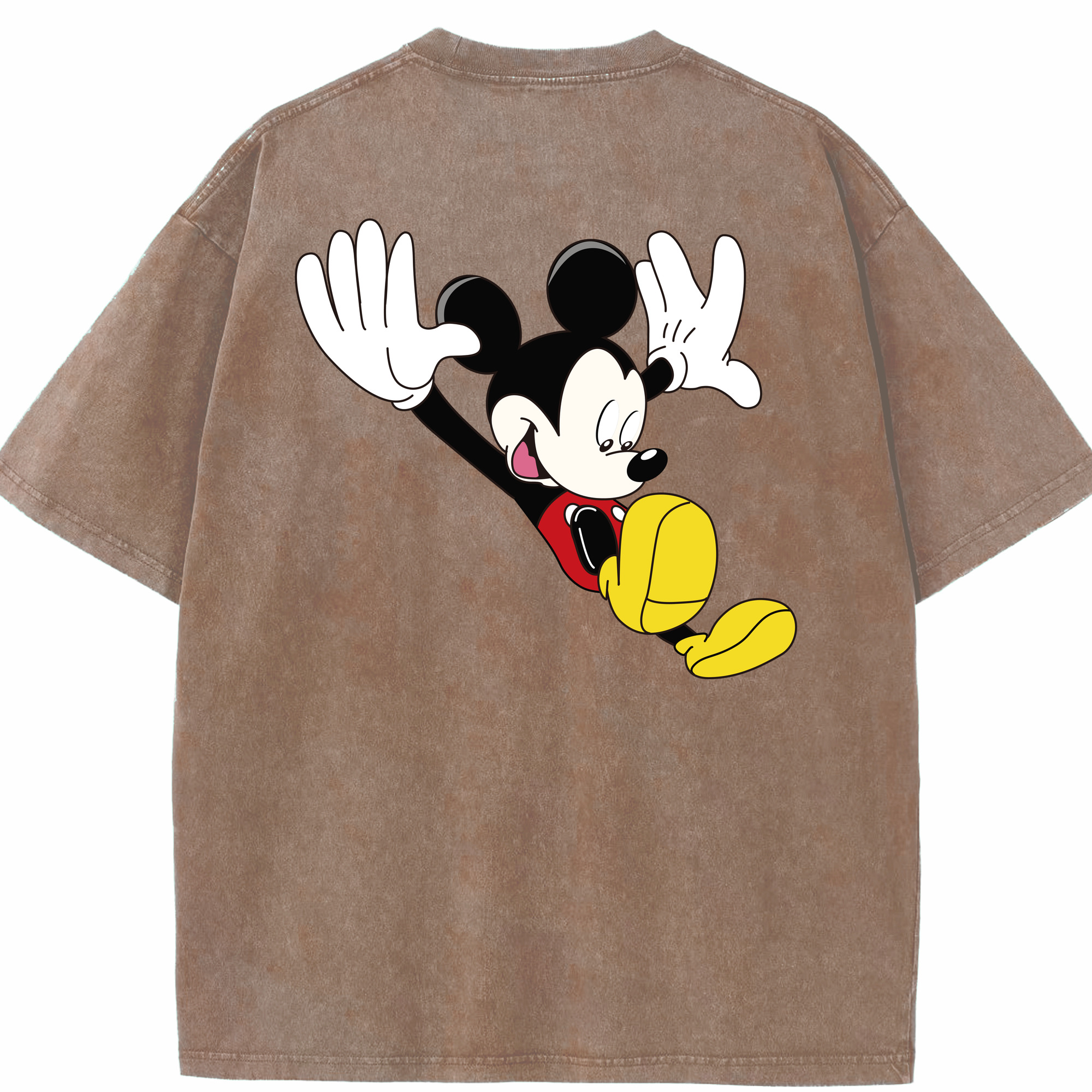 （画像用） ミッキーマウス Mickey Mouse 綿100% ヴィンテージ風 半袖Tシャツ（背面プリント）