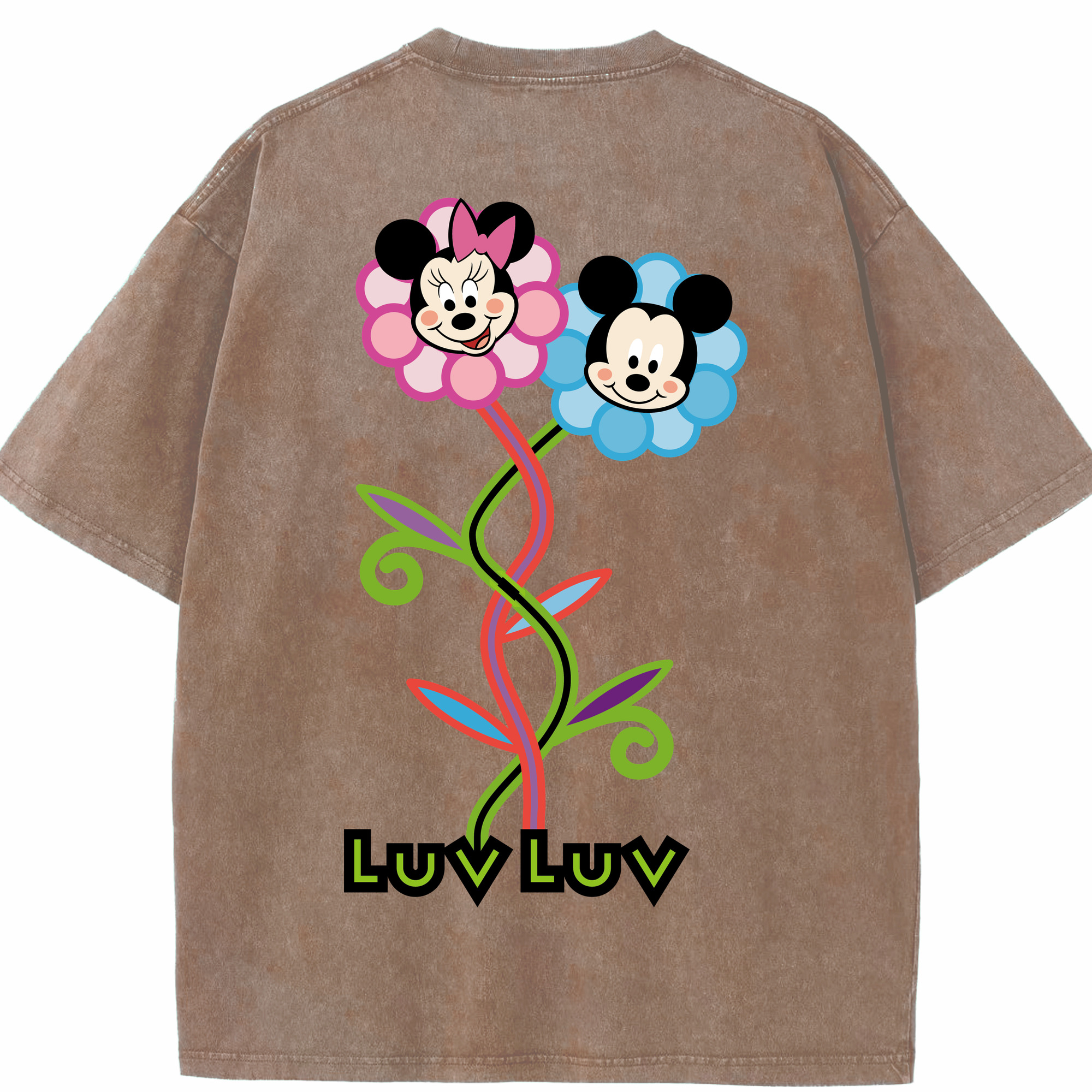 （画像用） ミッキーマウス Mickey Mouse 綿100% ヴィンテージ風 半袖Tシャツ（背面プリント）