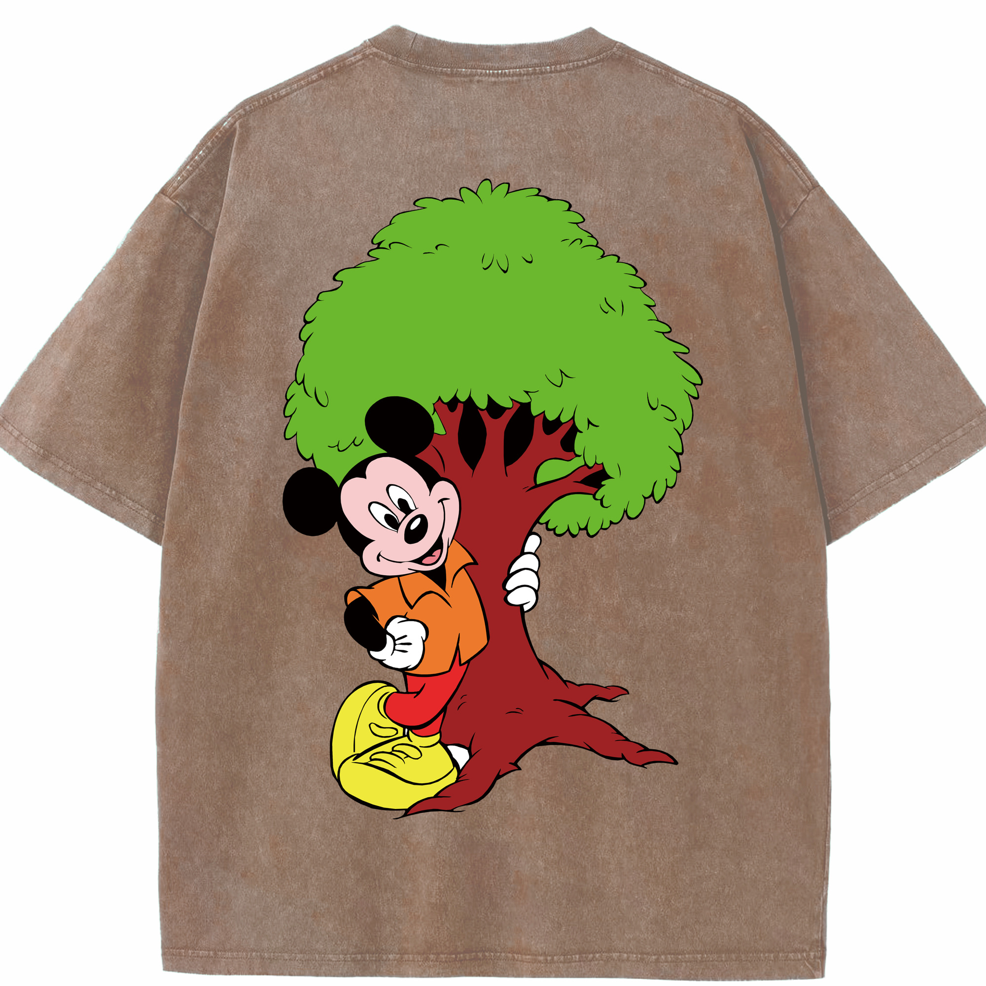 （画像用） ミッキーマウス Mickey Mouse 綿100% ヴィンテージ風 半袖Tシャツ（背面プリント）