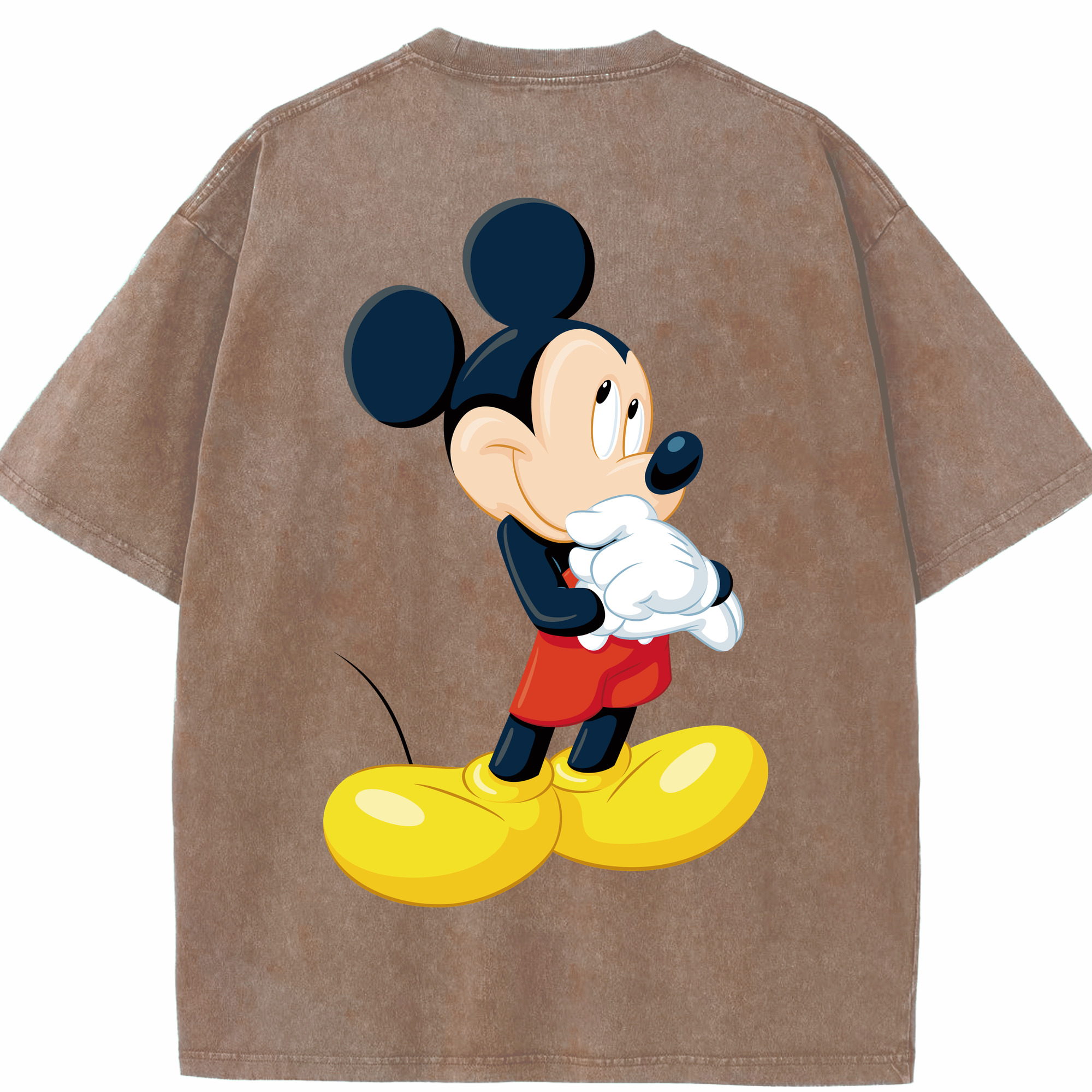 （画像用） ミッキーマウス Mickey Mouse 綿100% ヴィンテージ風 半袖Tシャツ（背面プリント）