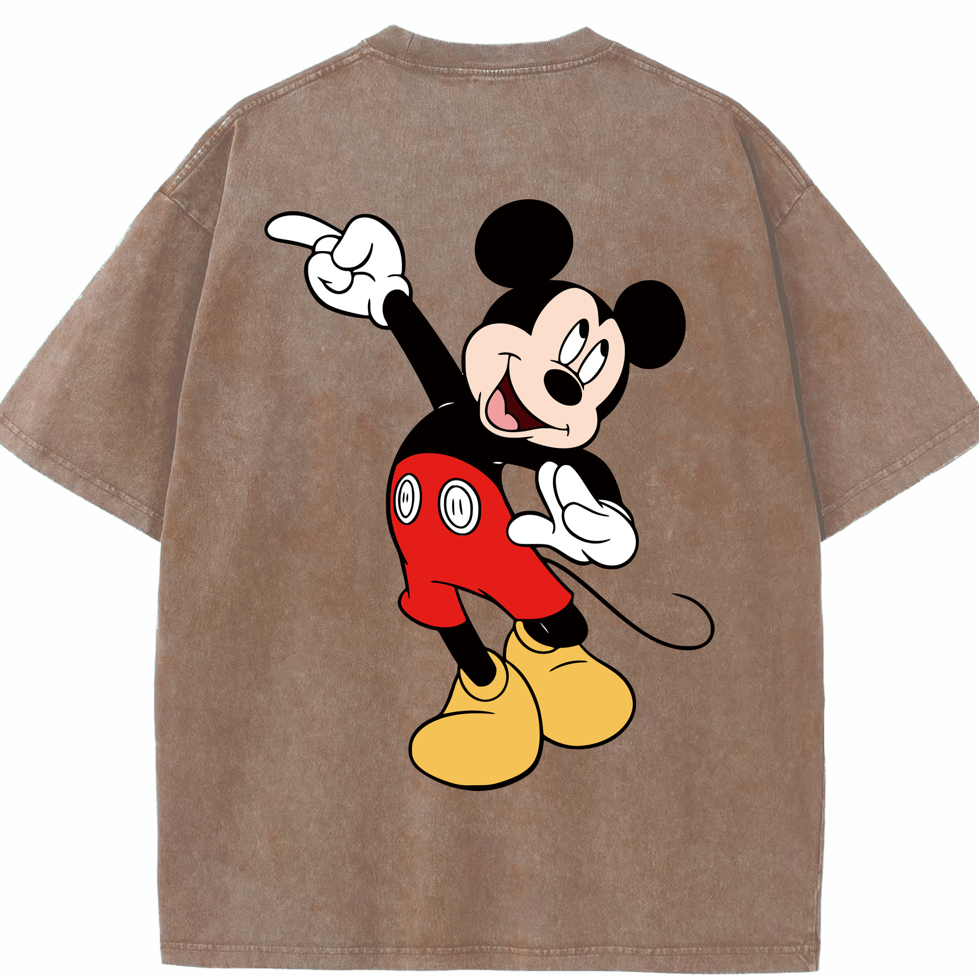 （画像用） ミッキーマウス Mickey Mouse 綿100% ヴィンテージ風 半袖Tシャツ（背面プリント）
