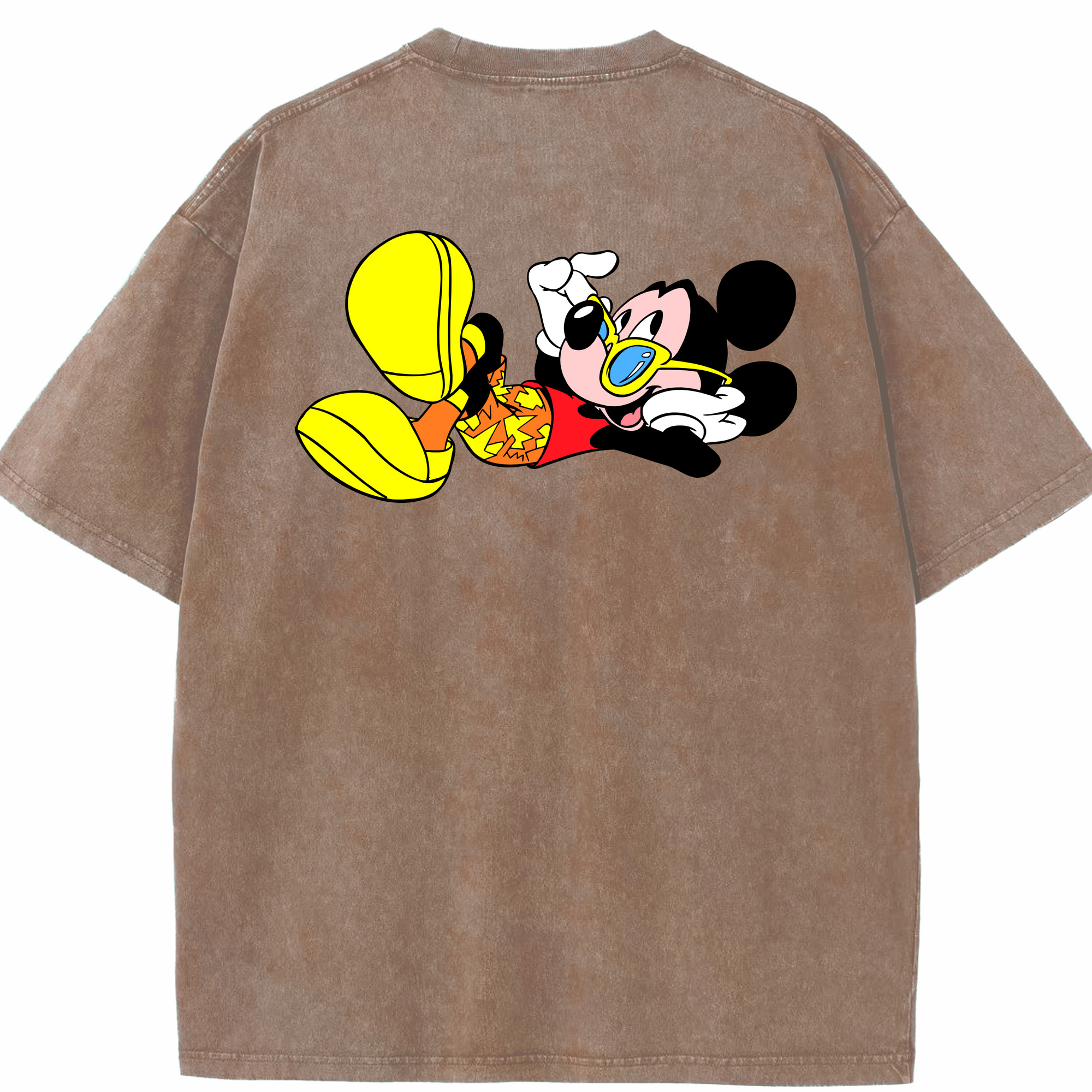 （画像用） ミッキーマウス Mickey Mouse 綿100% ヴィンテージ風 半袖Tシャツ（背面プリント）