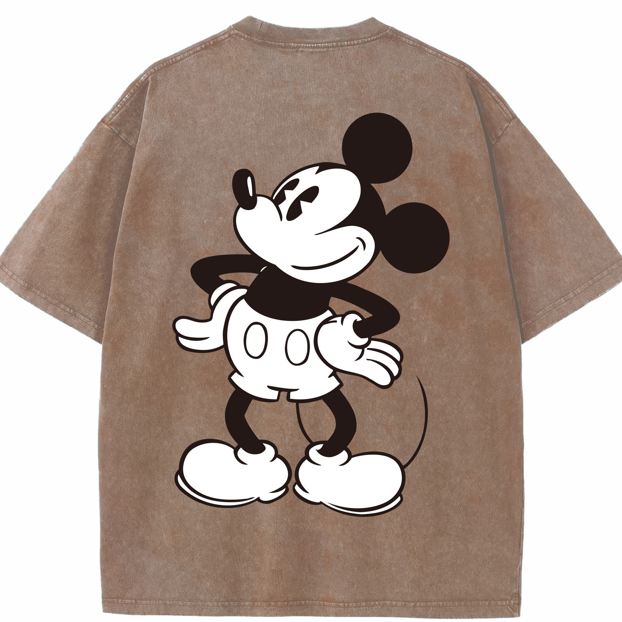 （画像用） ミッキーマウス Mickey Mouse 綿100% ヴィンテージ風 半袖Tシャツ（背面プリント）