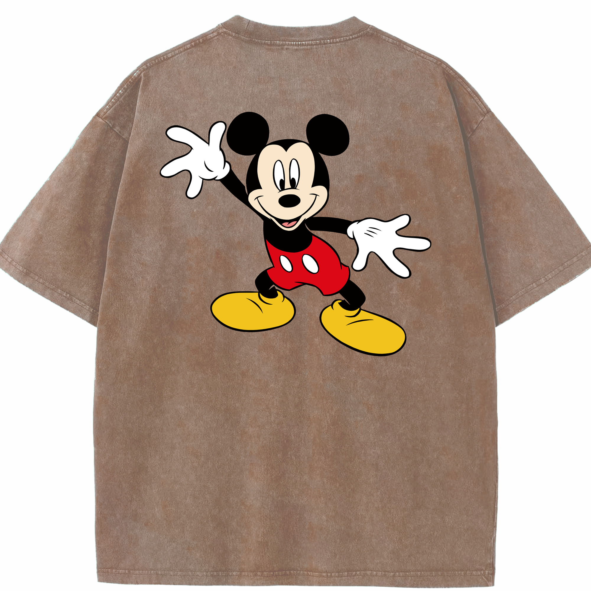 （画像用） ミッキーマウス Mickey Mouse 綿100% ヴィンテージ風 半袖Tシャツ（背面プリント）